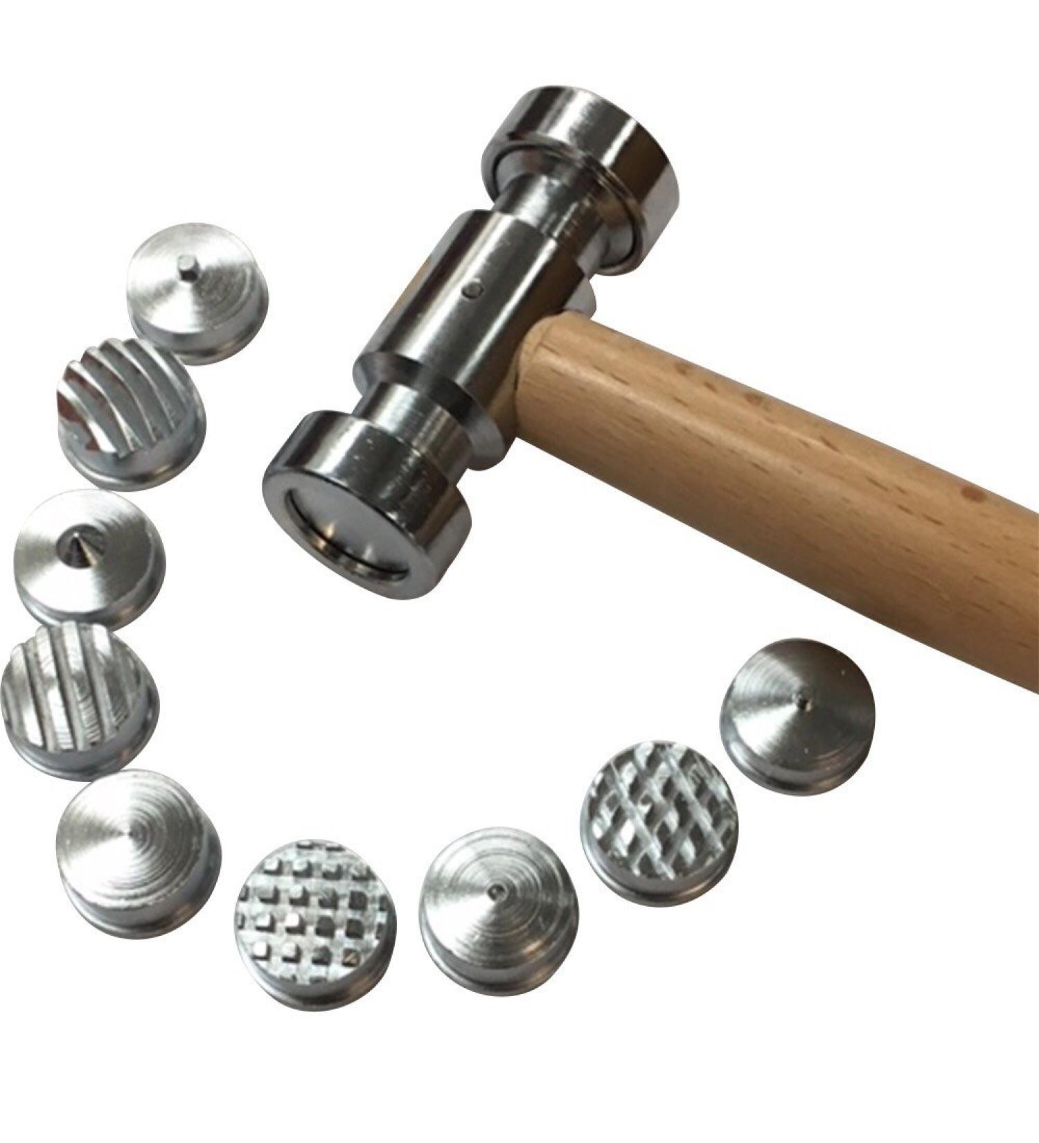 10-1/2 Inch 9-in-1 Interchangeable Faces Texturing Metal Forming Jewelry Hammer - Buy Online on GoSupps.com