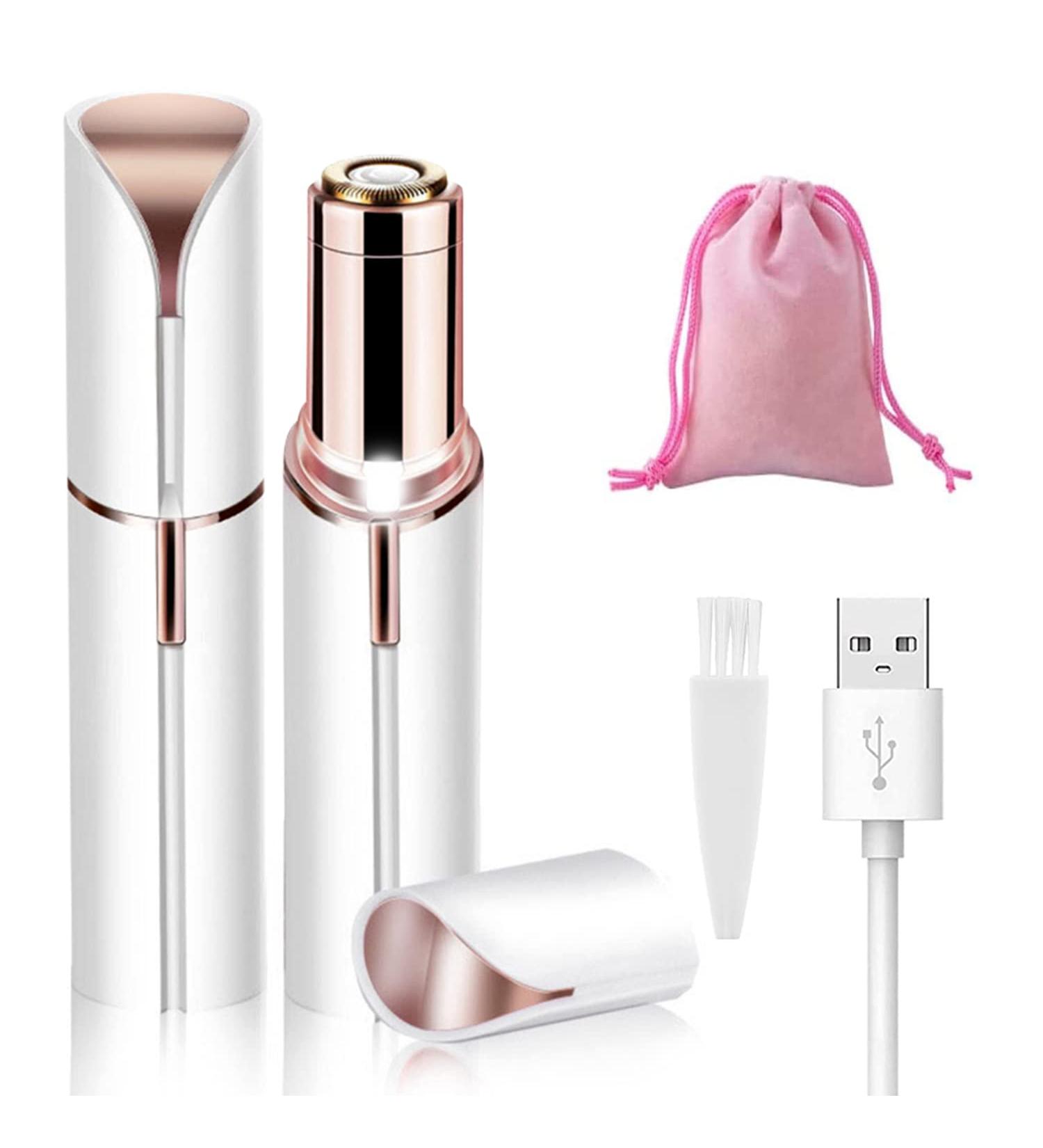USB Mini Facial Hair Remover for Women - Portable Electric Razor Shaver for Painless Hair Removal on Lips, Chin, Armpits, Legs, and Body - Includes Storage Bag (White) - Buy Online on GoSupps.com