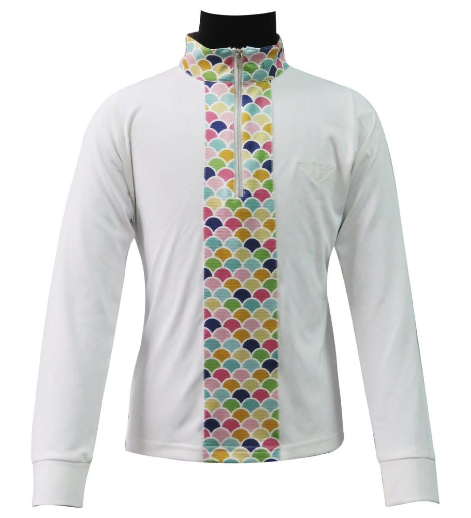 TuffRider Children's Iris EquiCool Riding Shirt White/Blue Large