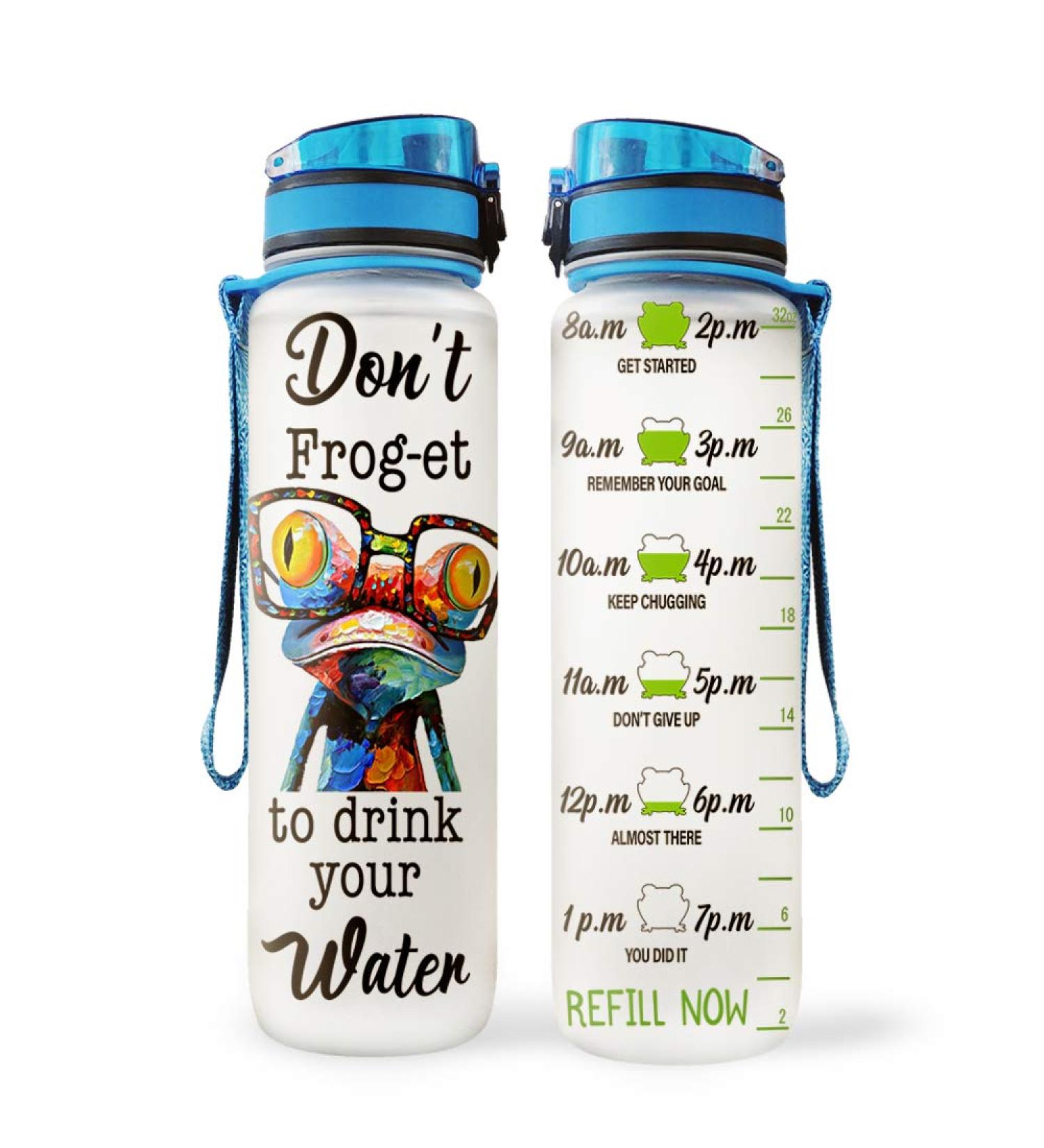 32oz Motivational Fitness Water Bottle with Time Marker & Strainer - BPA Free, Leakproof, Fast Flow - J HNP0402019 - Buy Online on GoSupps.com