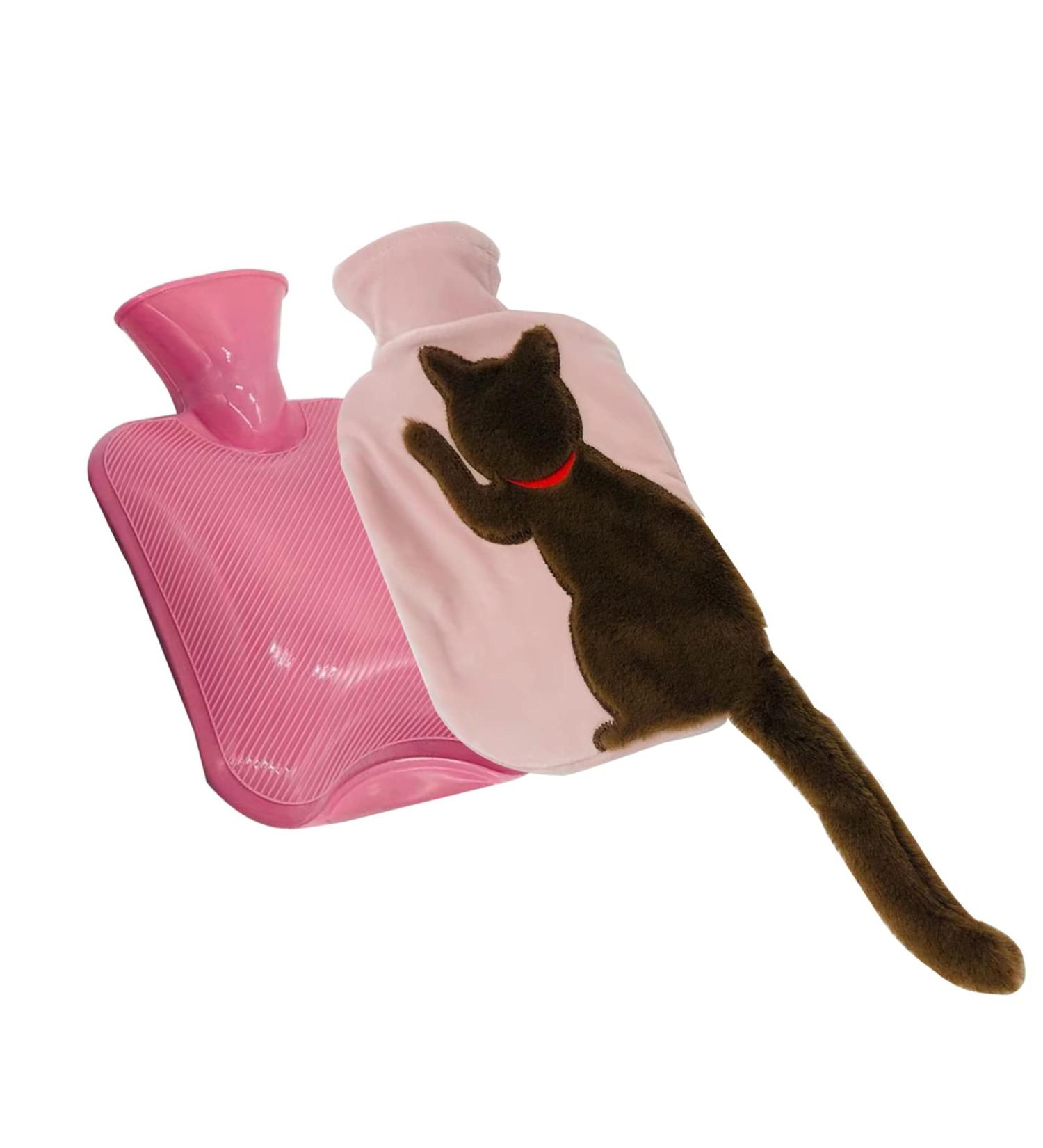 850ML PVC Hot Water Bottle with Fluffy Cover - Portable & Washable Hand Warmer for Aches Relief & Hot Therapy (Brown style-A3) - Buy Online on GoSupps.com