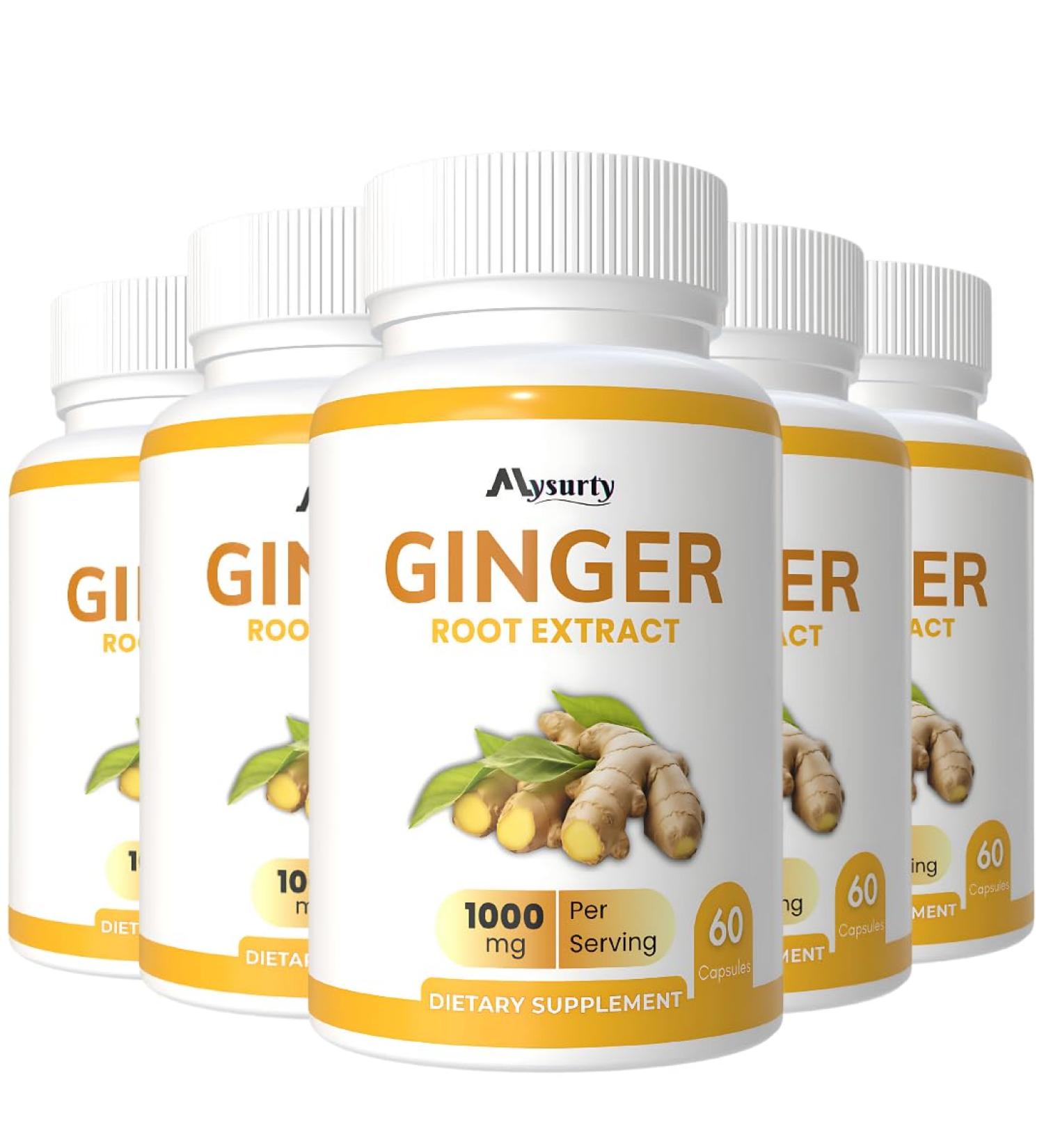 Mysurty Ginger Root Capsules | Ginger Root Extract | Ginger Supplement | Ginger Root Capsules for Men & Women - 60 Capsules (Pack of 5) - Buy Online on GoSupps.com