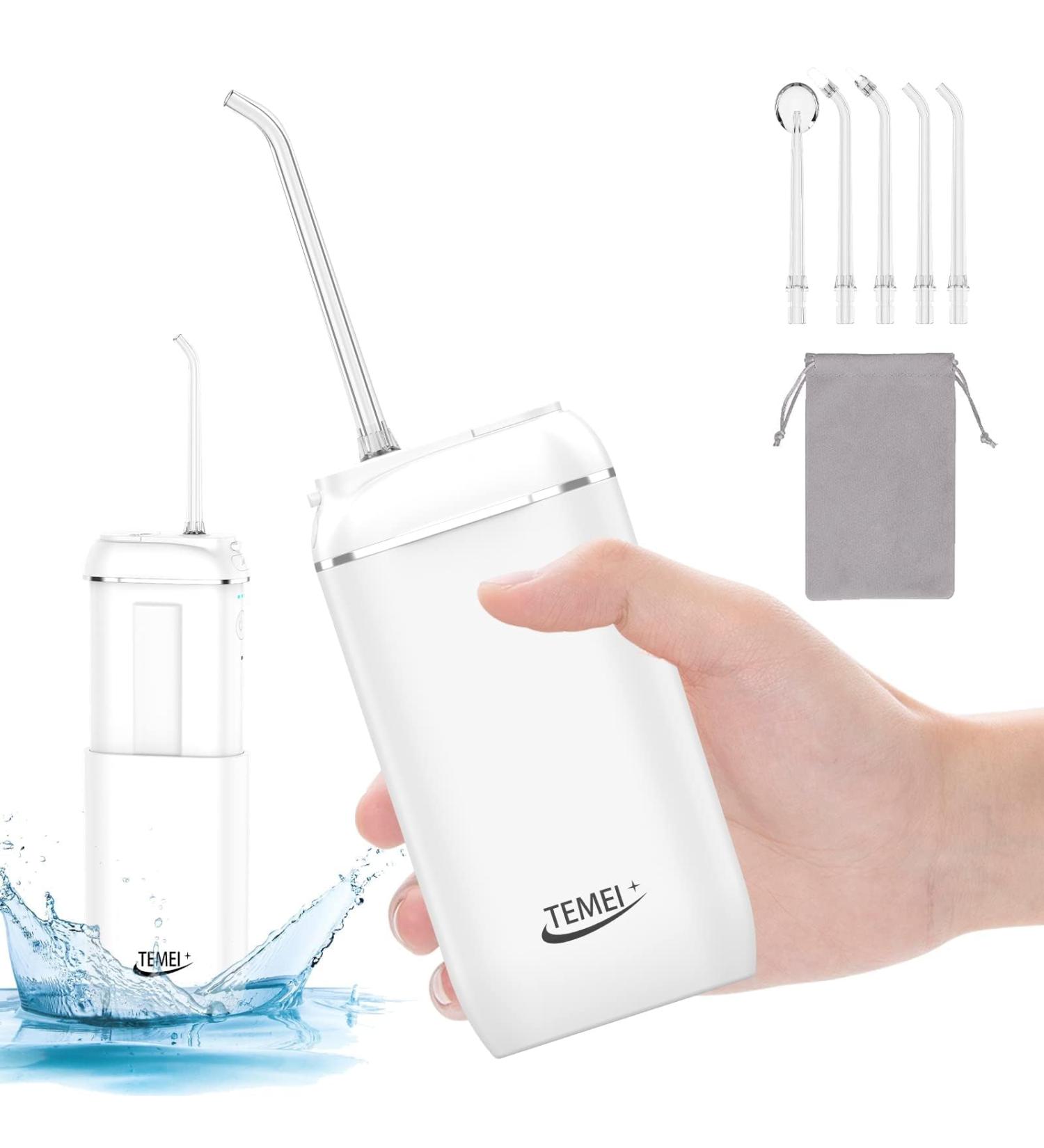 Portable Water Flosser for Teeth - 5 Jet Tips 3 Modes Cordless Oral Irrigator IPX7 Waterproof Rechargeable Mini Power Floss for Home & Travel - Best Teeth Cleaning Solution - Buy Online on GoSupps.com