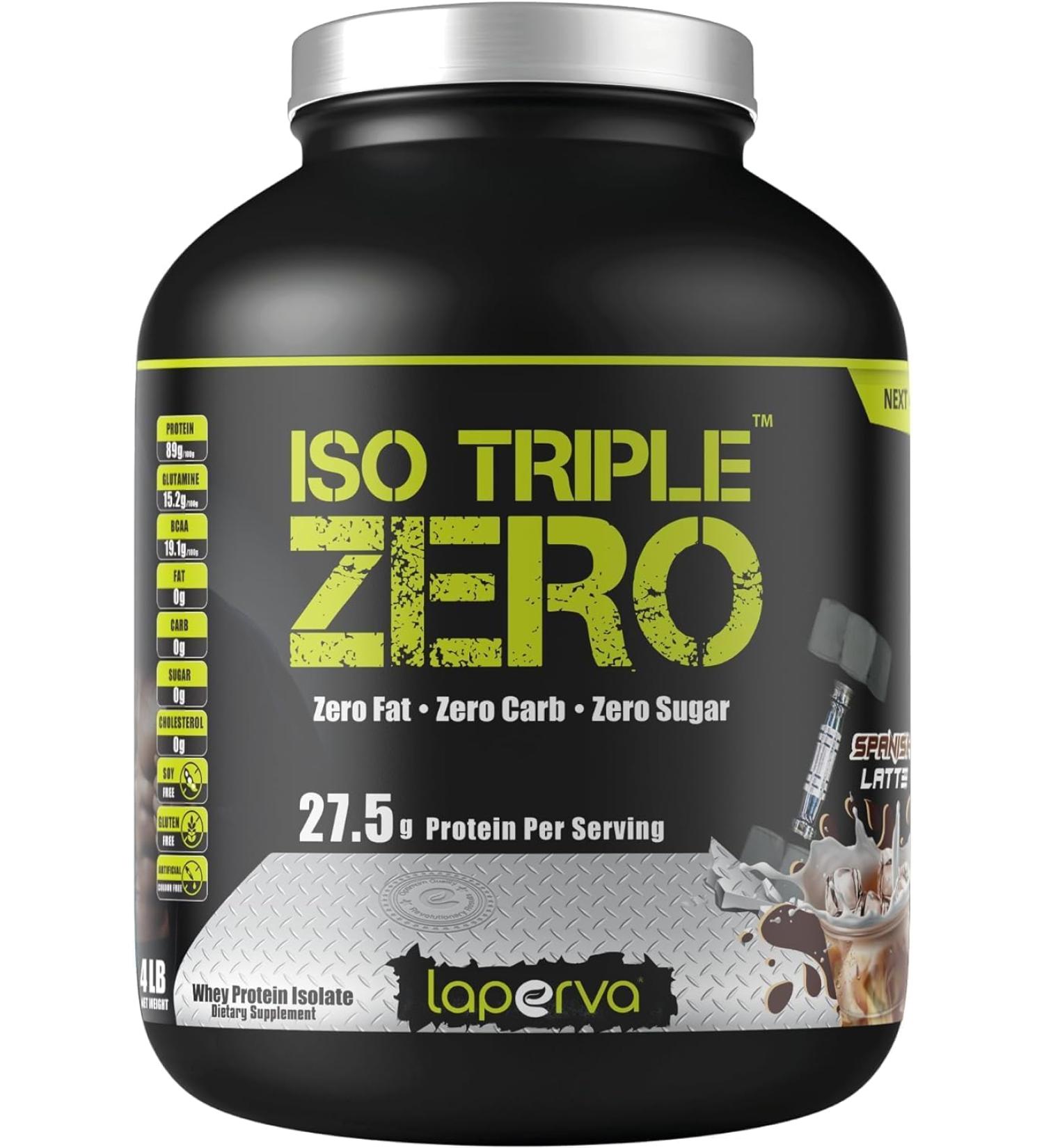  laperva Laperva ISO TRIPLE ZERO Isolated Protein - 28g of Protein per 30g - Fat Carbohydrate and Sugar Free - For Weight Loss & Muscle Building (Spanish Latte 1.81 kg) - Buy Online on GoSupps.com