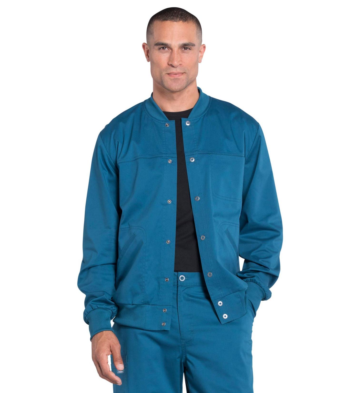 Cherokee Men's Workwear Core Stretch Scrubs Jacket - Snap Front - Caribbean Blue - 4XL - Buy Online on GoSupps.com