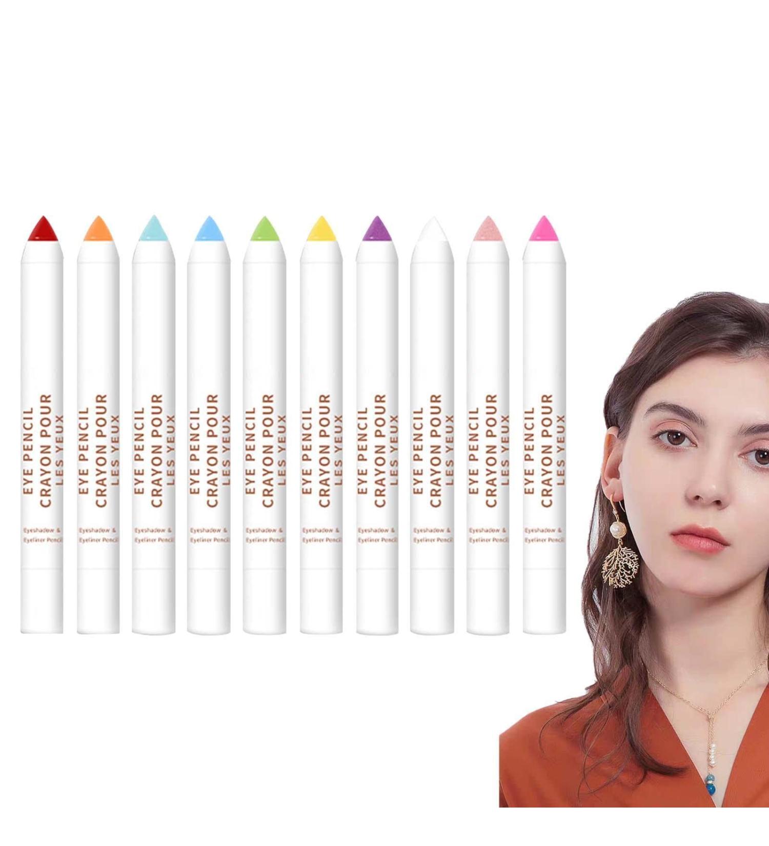 Eyeshadow Stick Shimmer and Matte Eyeshadow Pencil Crayon with Sharpener Cap Brightener Highlighter Makeup Stick Kit Waterproof Shimmer for - Buy Online on GoSupps.com