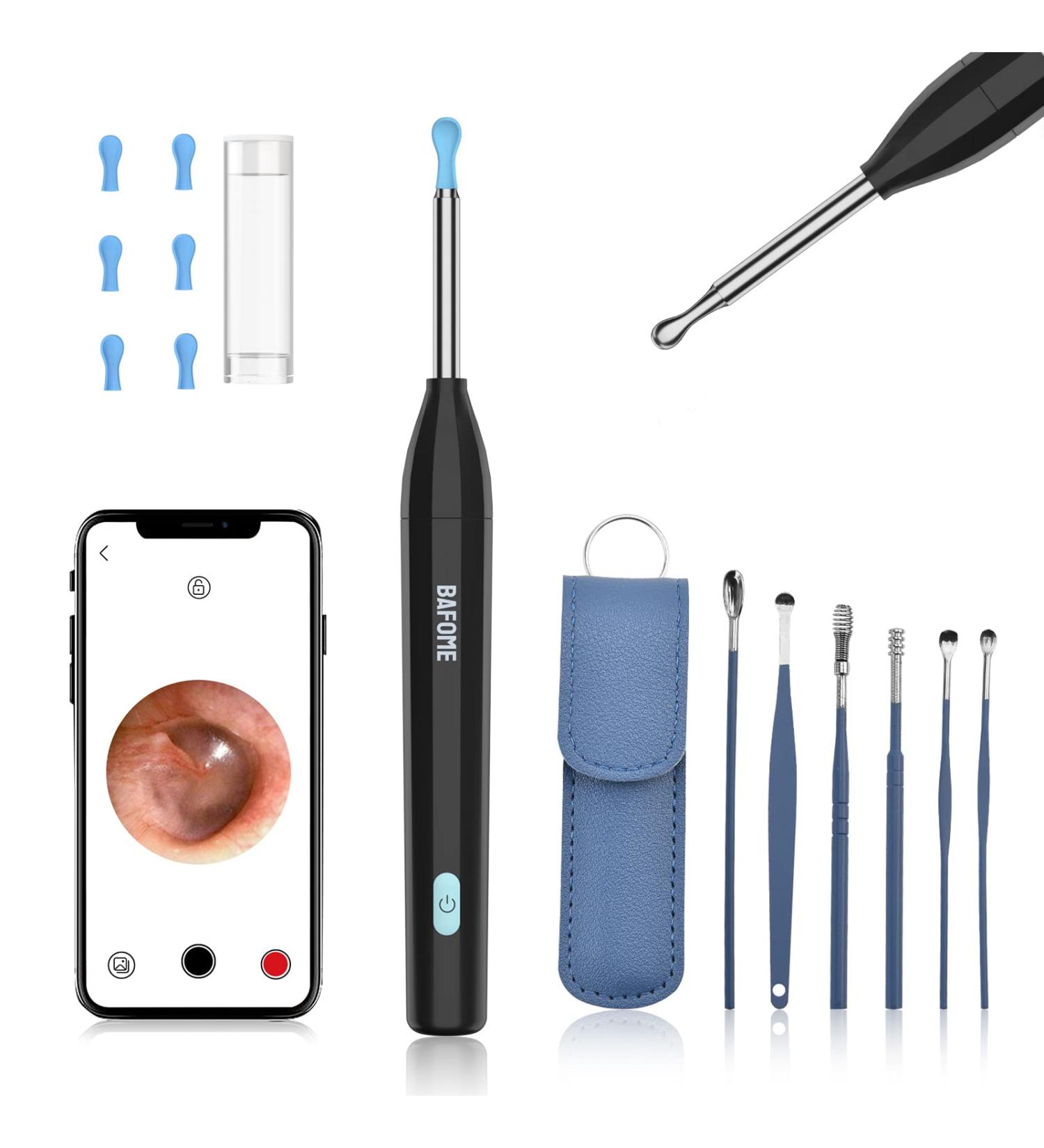 BAFOME Ear Cleaner Camera Kit 1920HD | WiFi Ear Wax Remover Tool with Light | Earwax Removal for iOS Android | Black - Buy Online on GoSupps.com