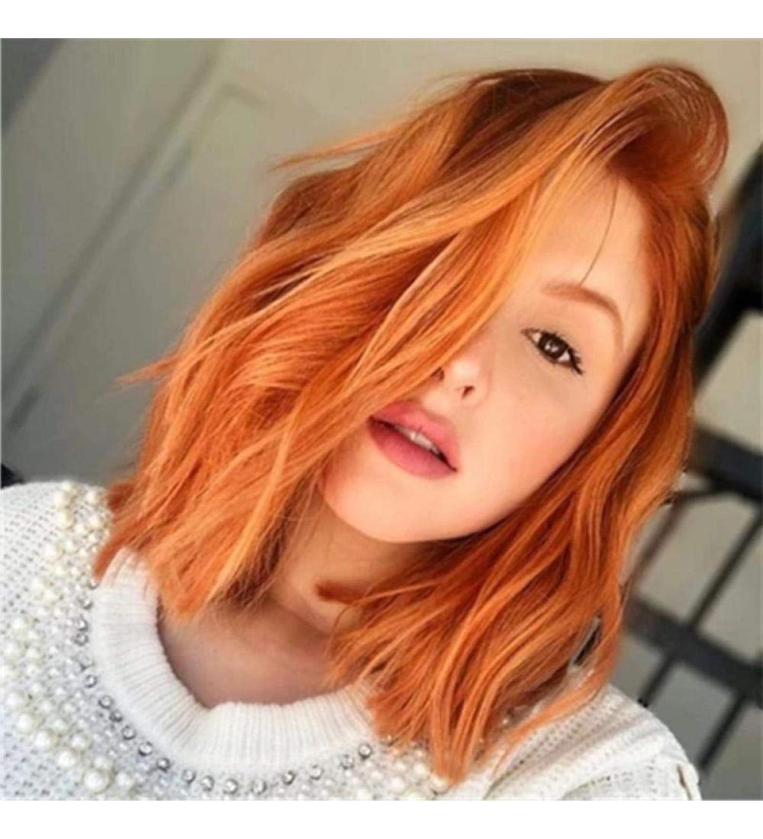 B/H Ladies Wigs Long Wig orange slightly curly and fluffy medium length curly hair