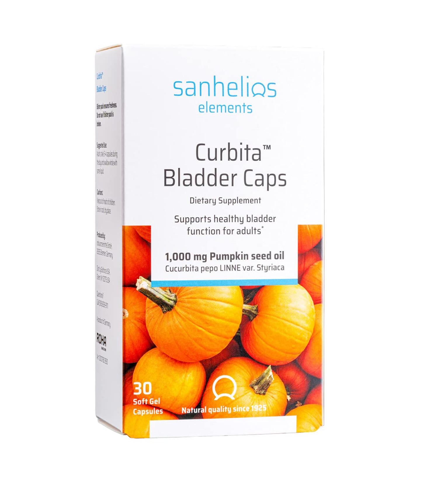 Sanhelios Curbita Bladder Caps Pumpkin Seed Oil 1 000mg - Healthy Bladder Function Support Supplement for Men & Women - Non-GMO Sugar-Free Preservative-Free Gluten-Free - 30 Softgel Capsules