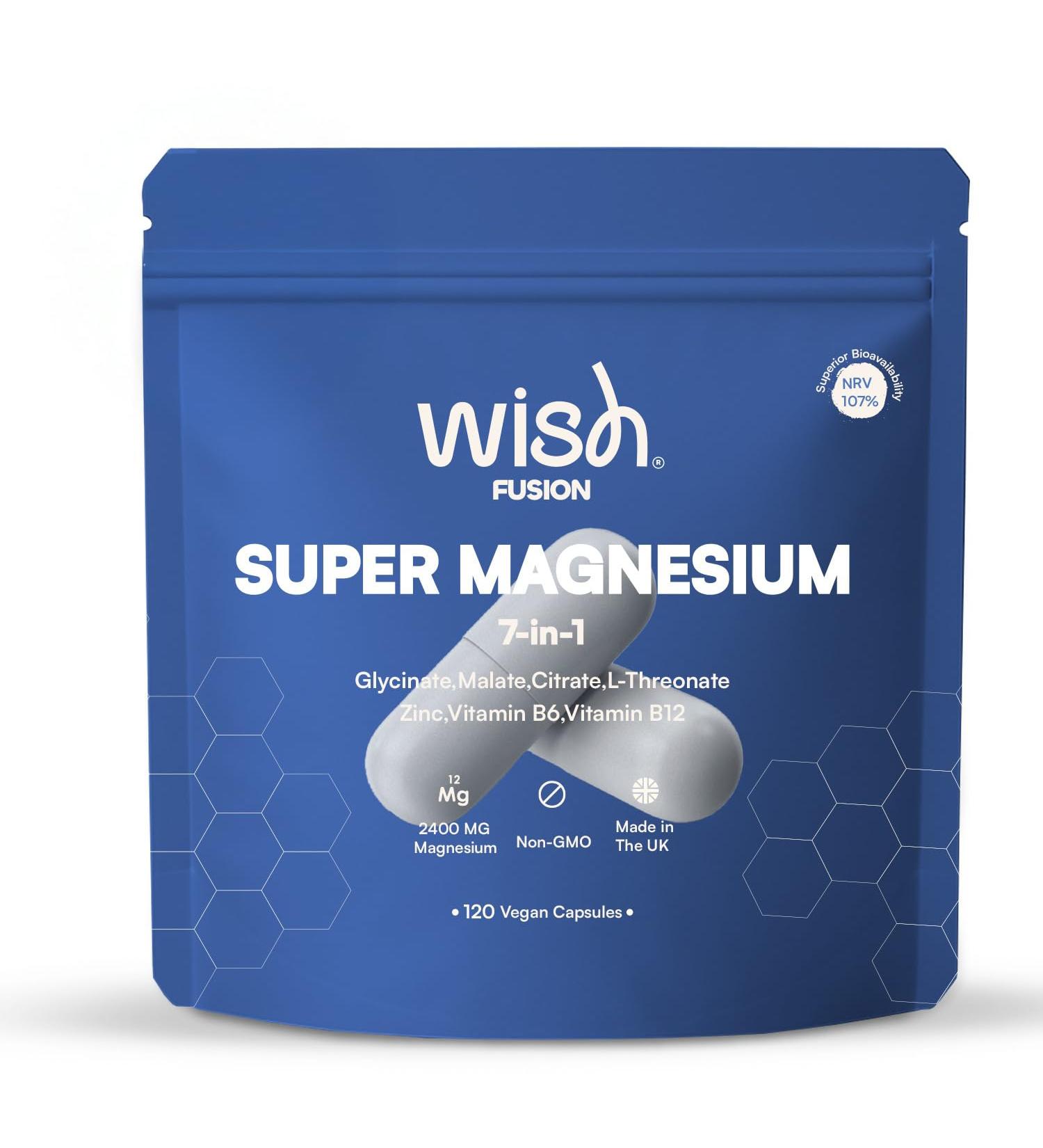 Magnesium Glycinate 7 in 1-2400mg Magnesium Supplements to Support Stress Relief Sleep Heart Health Nerves Muscles and Metabolism* - with Magnesium Citrate Malate L-Threonate - 120 Capsules - Buy Online on GoSupps.com