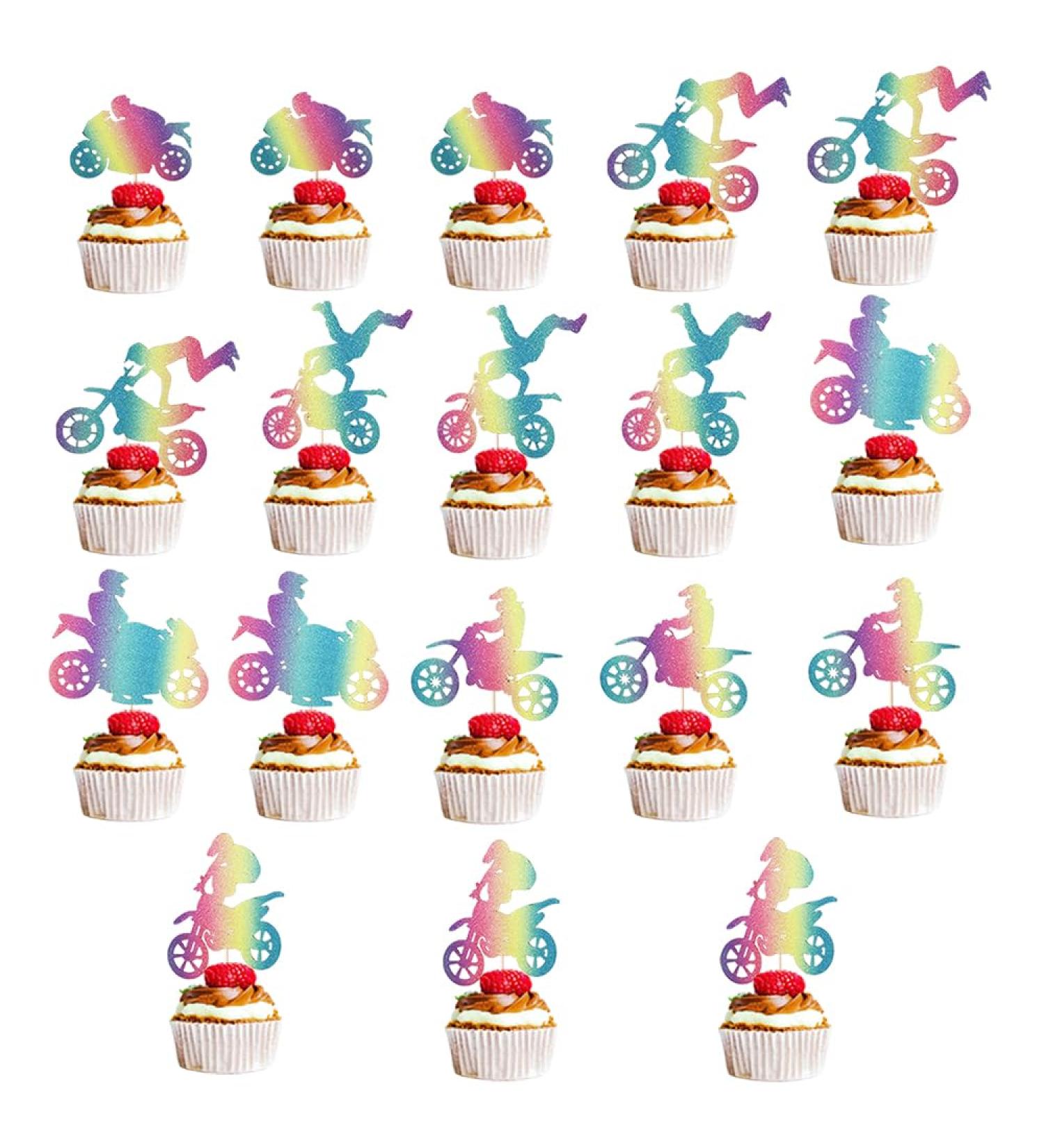 Bejotaa Colour 20Pcs Motorcycle Cupcake Toppers Scooter Cupcake Toppers Motorcycle Happy Birthday Cake Topper for Man s Birthday Party or Boy s Birthday - Buy Online on GoSupps.com
