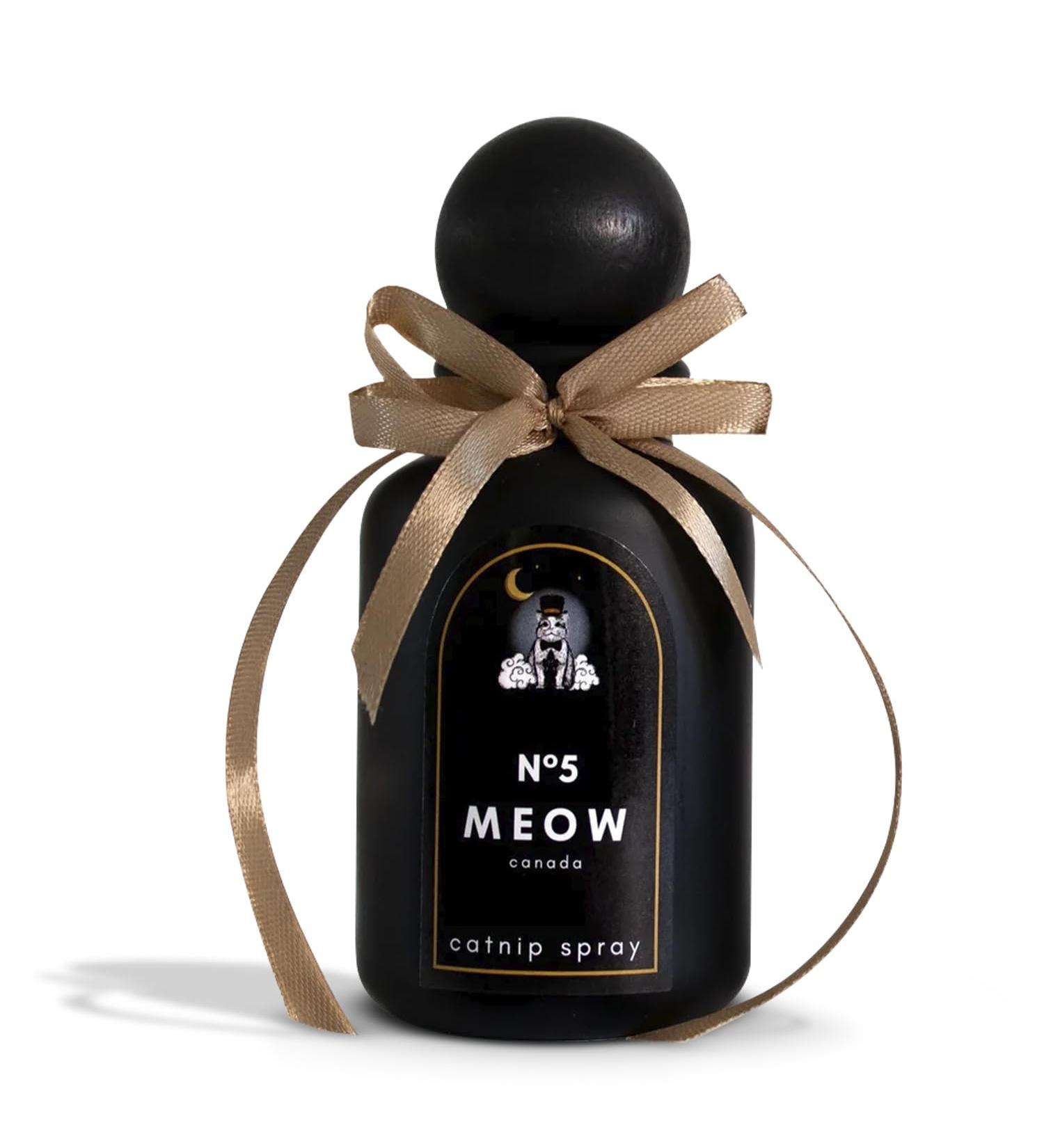 The Knittens Meow No5 Catnip Spray for Indoor Cats - Liquid Catnip Spray Bottle for Feline Fun & Comfort - Essential Oil Catnip Better for Sensory Stimulation & Environment - Black Bottle - 350g - Buy Online on GoSupps.com