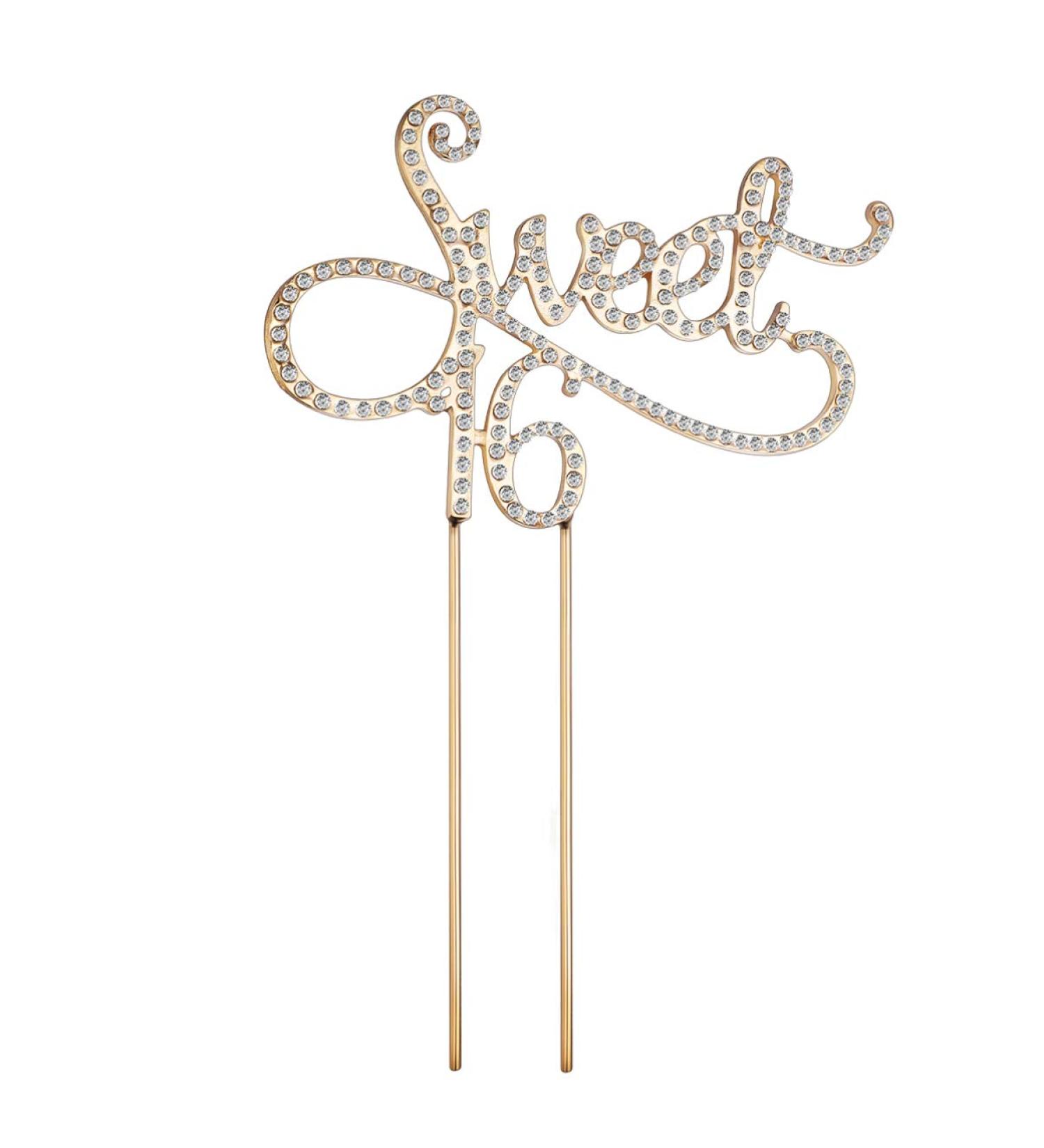 NUOBESTY Sweet 16 Cake Topper - 16th Birthday Cake Topper - Gold Glitter - Sweet Sixteen Birthday Party Decorations - Buy Online on GoSupps.com