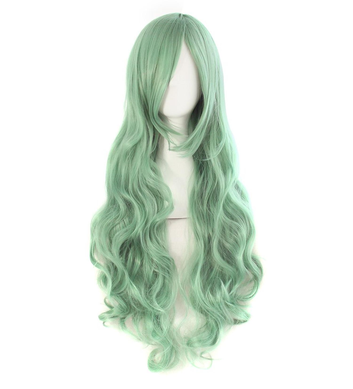 MapofBeauty 32 Long Celadon Green Spiral Curly Cosplay Wig - Perfect for Costumes & Special Occasions | International Shipping Available - Buy Online on GoSupps.com
