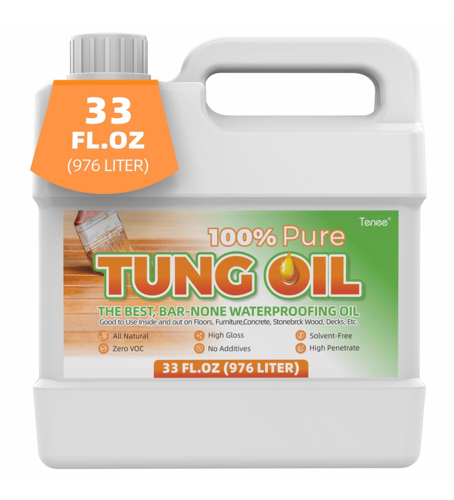 33 Fl Oz Pure Tung Oil - Waterproof Wood Finish for Food Safe Sealing & Protection | Strengthen Your Wood Projects - Buy Online on GoSupps.com