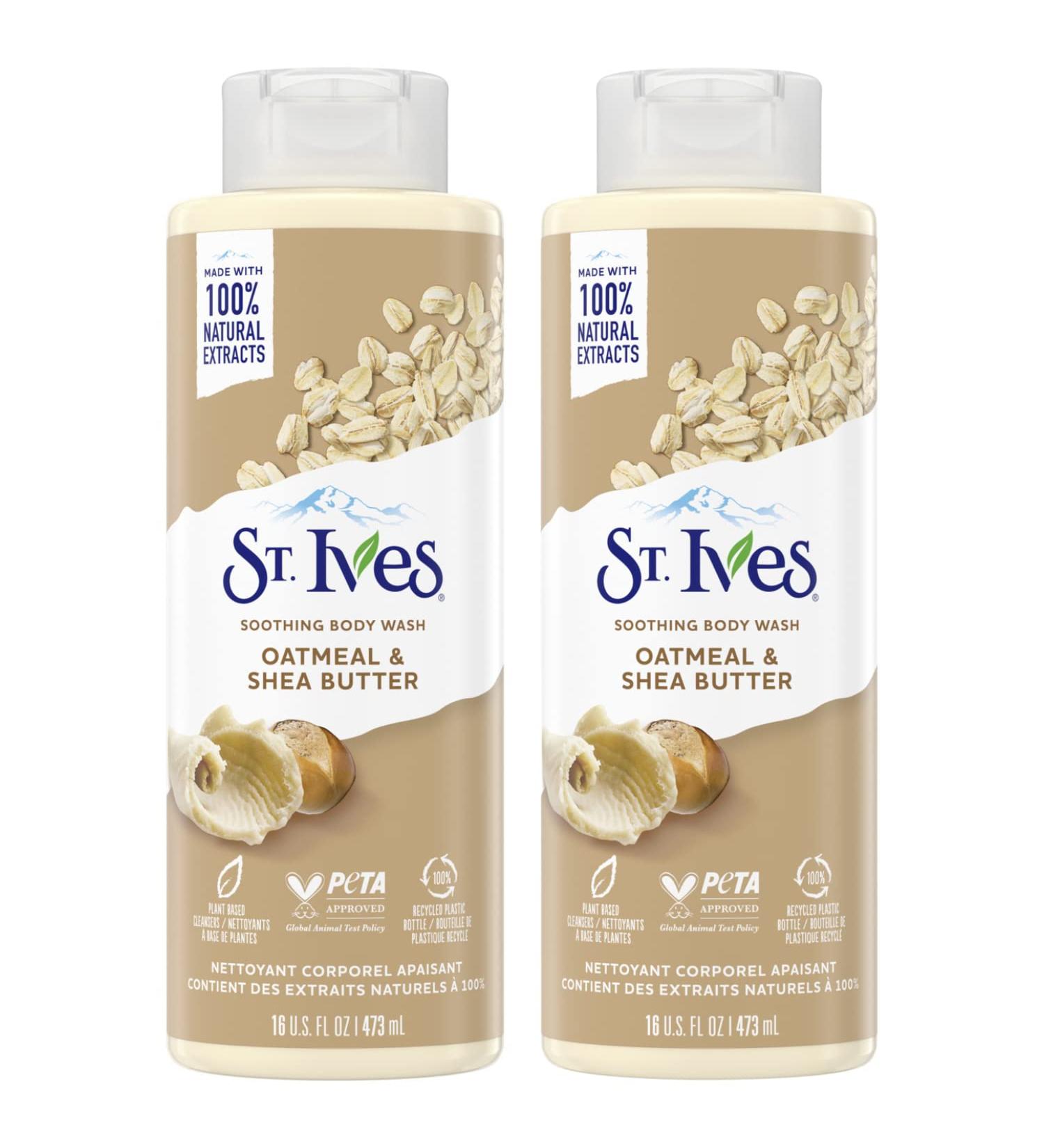 St. Ives Oatmeal & Shea Butter Body Wash - 100% Natural Moisturizing Cleanser for Sensitive Skin (Pack of 2) - Buy Online on GoSupps.com