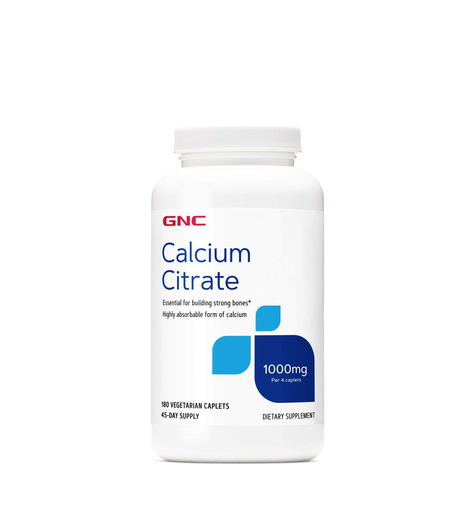 GNC Calcium Citrate 1000mg Essential for Building Strong Bones 180 Vegetarian Caplets 180 Count (Pack of 1) - Buy Online on GoSupps.com