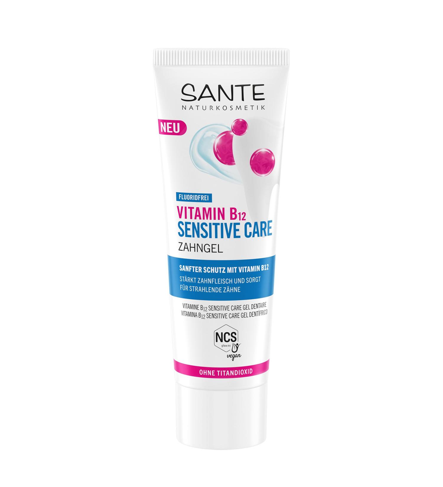  Sante Naturkosmetik SANTE Naturkosmetik Vitamin B12 Sensitive Care Dental Gel - 75 ml - With sea salt xylitol and vitamin B12 - Vegan fluoride-free and titanium dioxide-free - Dental care for gums - Buy Online on GoSupps.com