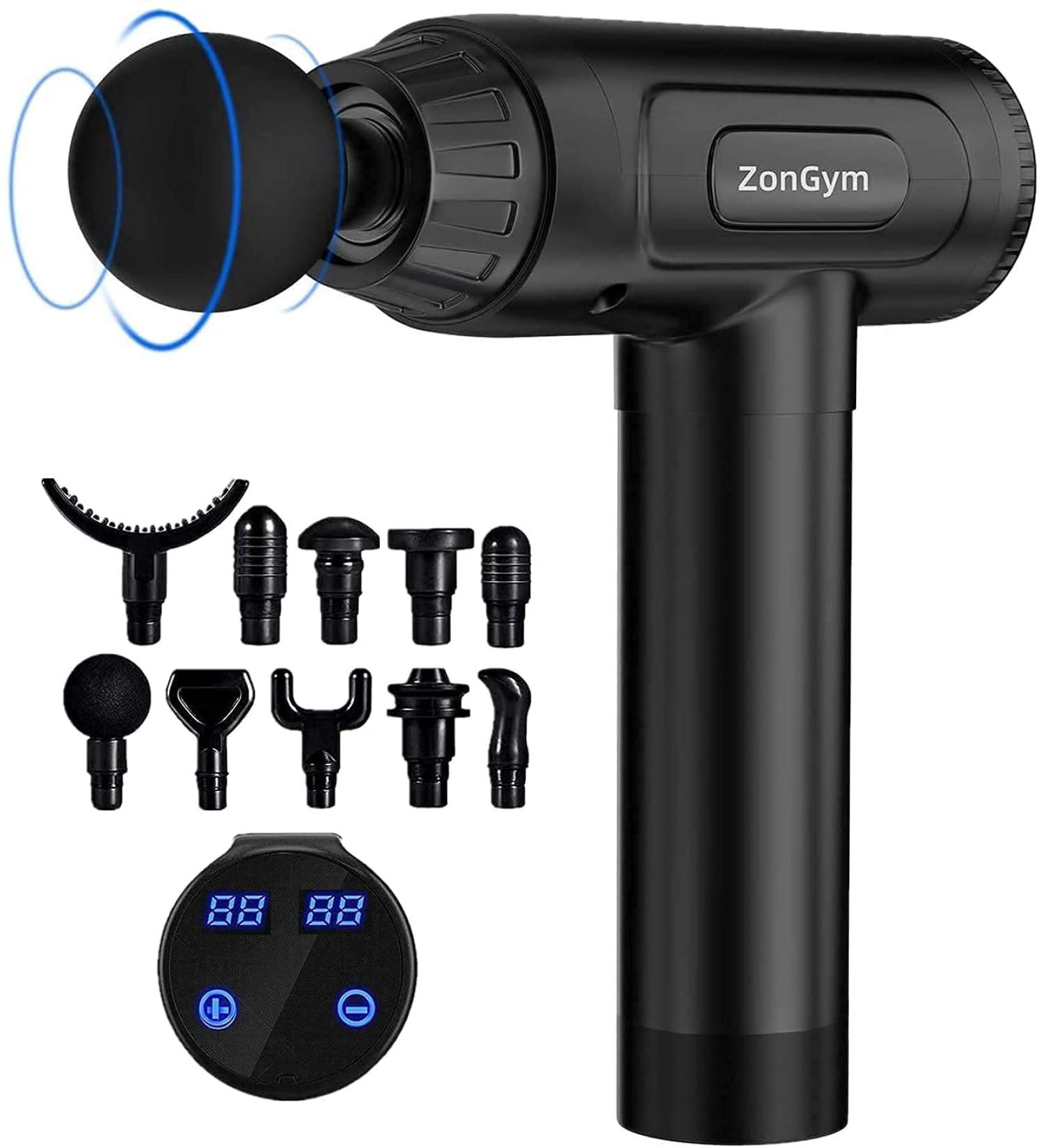Deep Tissue Massage Gun - 30 Speed Percussion Massager for Muscle Pain Relief - LCD Touch Screen, 10 Heads Included (Black) - Buy Online on GoSupps.com