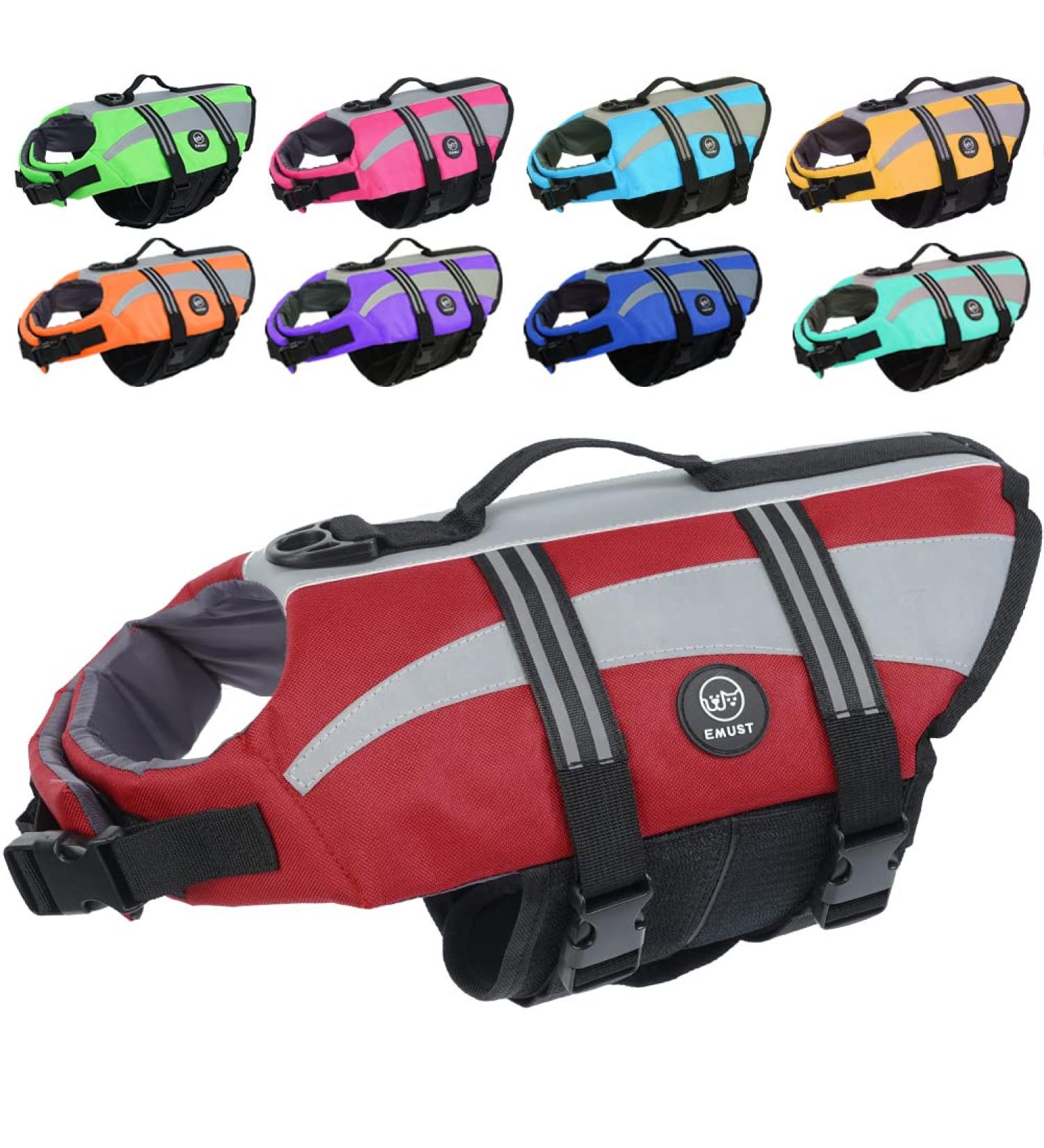 Emust Dog Swimming Vest - Reflective Rescue Vest for Small Dogs | Lifesaver for Swimming Boating & Water | Small Dog Vest in Red - Buy Online on GoSupps.com