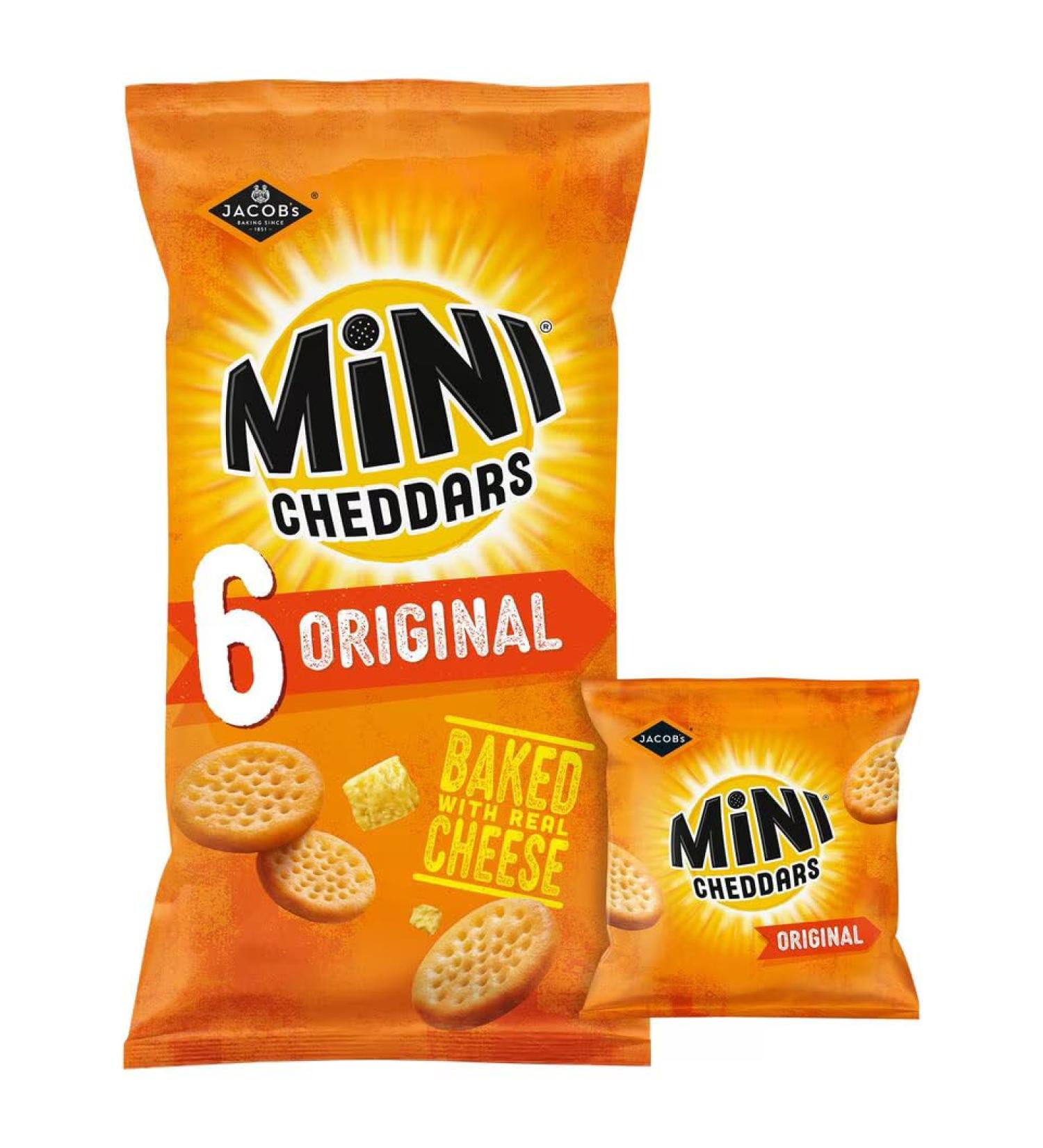 Jacob's Mini Cheddars Original 6 X 23G | Baked with Real Cheese | No artificial colours or flavours | Premium product - Buy Online on GoSupps.com