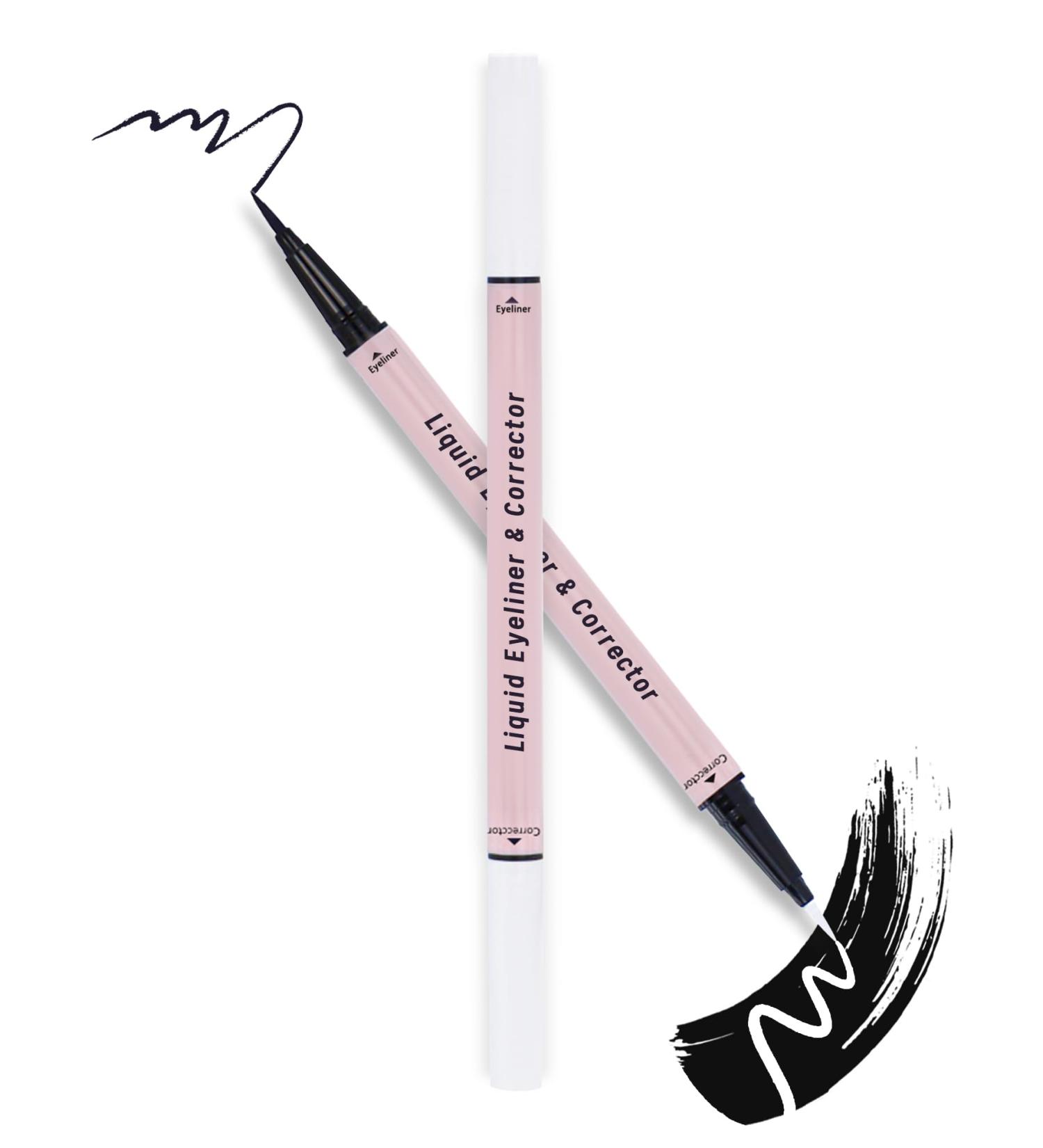 Black Liquid Eyeliner with Eye Makeup Remover Eraser Dual-Ended Pen Waterproof Smudge Proof Long Lasting Quick Drying Eye Liner Ultra-Fine Brush Head Colored Eyeliner Pencil Easy for Beginners-01 01 Black - Buy Online on GoSupps.com