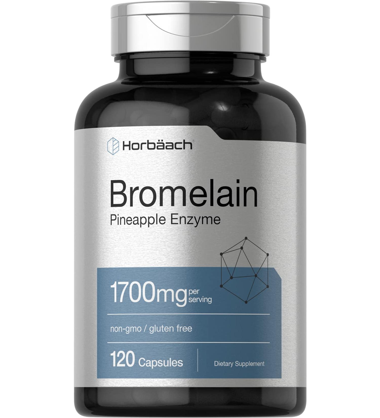 Bromelain 1700mg Capsules - Digestive Health Support - Pineapple Enzyme Supplement - Non-GMO Gluten Free - 120 Count by Horbaach - Buy Online on GoSupps.com