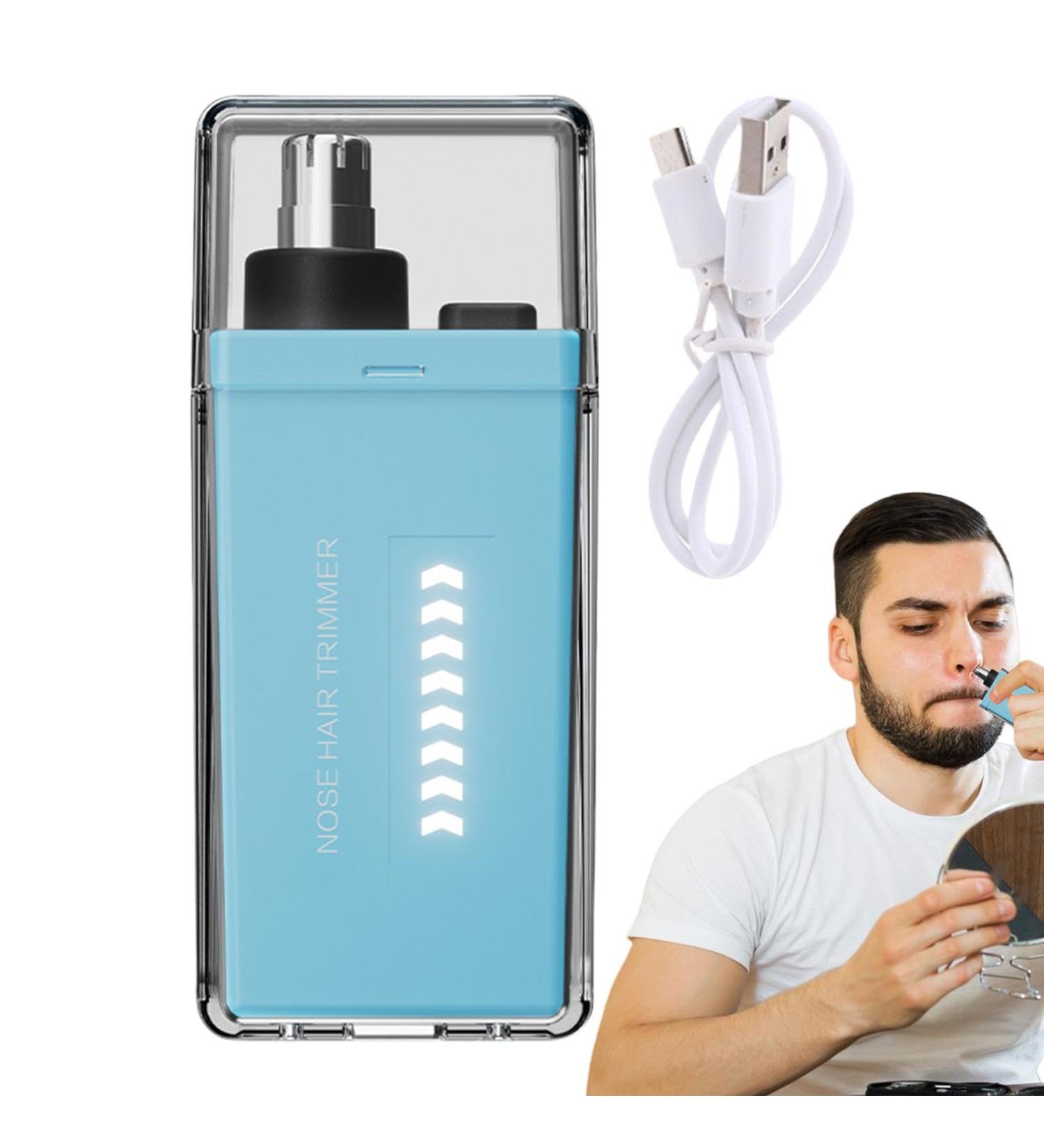 Nose Hair Removal | Rechargeable Nasal Hair Trimmer Portable Nose Trimmer Waterproof Eyebrow Trimmer for Hygienic Grooming & Easy Cleaning Blue - Buy Online on GoSupps.com