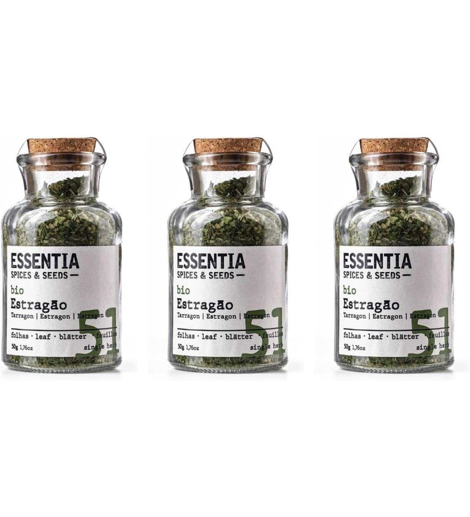 Essentia Etragon - Set of 3 bottles of 20 g - fresh and intense aroma - spicy flavour with notes of anise - Portuguese origin - Gourmet product