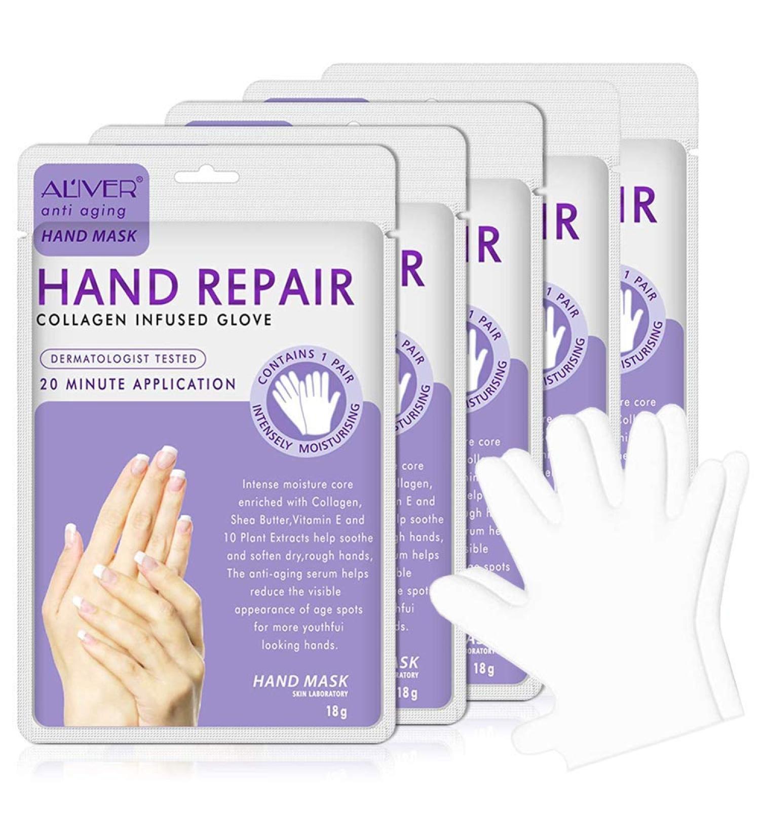 Moisturizing Hand Mask Gloves - 5 Pack | Exfoliating & Repairing Treatment for Dry, Rough Hands | Remove Dead Skin | Includes 5 Pcs - Buy Online on GoSupps.com