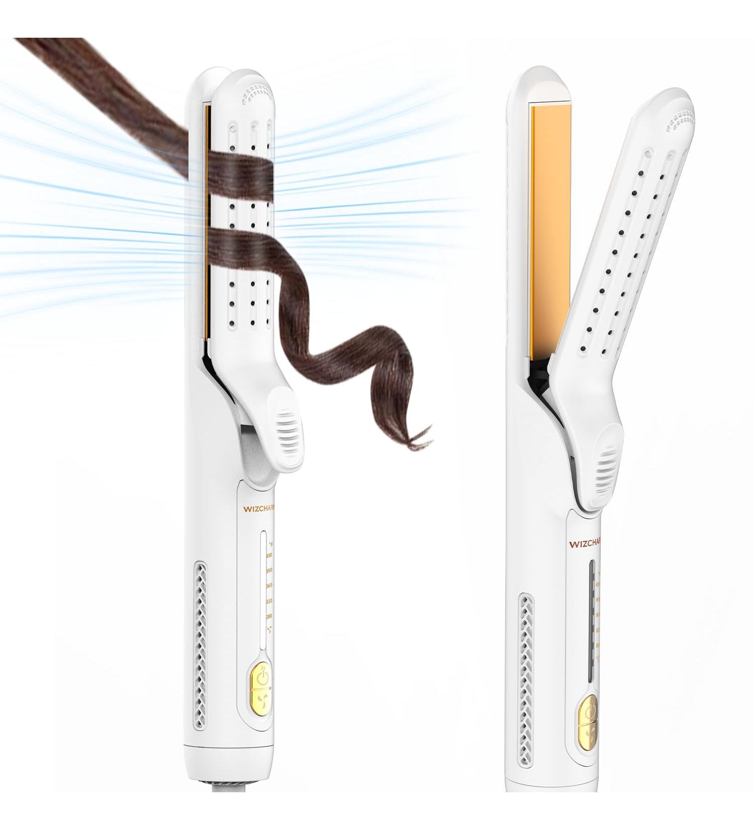 360 Airflow Styler | WIZCHARK 2-in-1 Flat Iron & Curler | Professional Hair Straightener with Cooling Vents | Dual Voltage White Gold Hair Tool - Buy Online on GoSupps.com