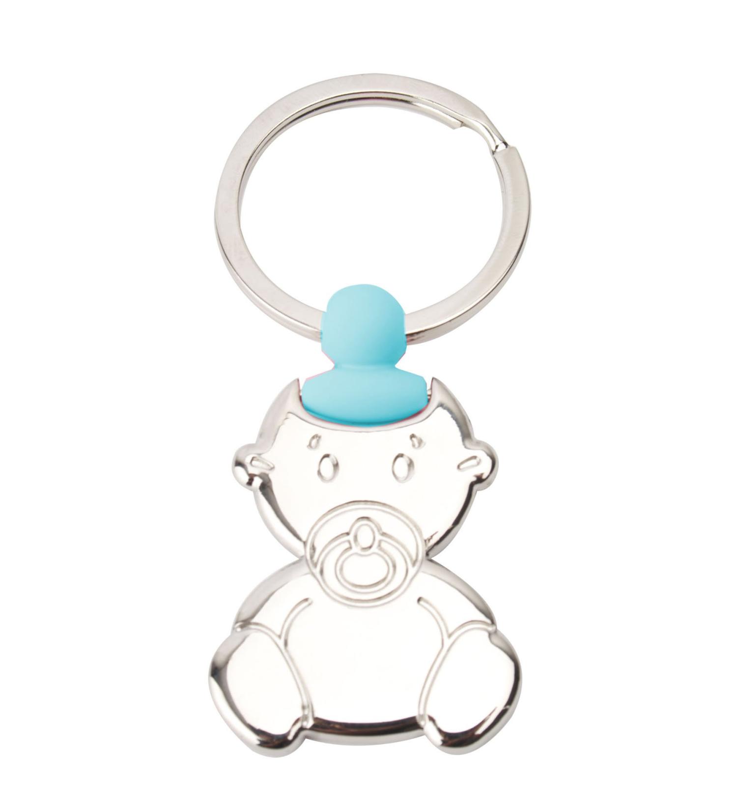 Keyrings for babies pacifiers blue children including engraving 20 pieces