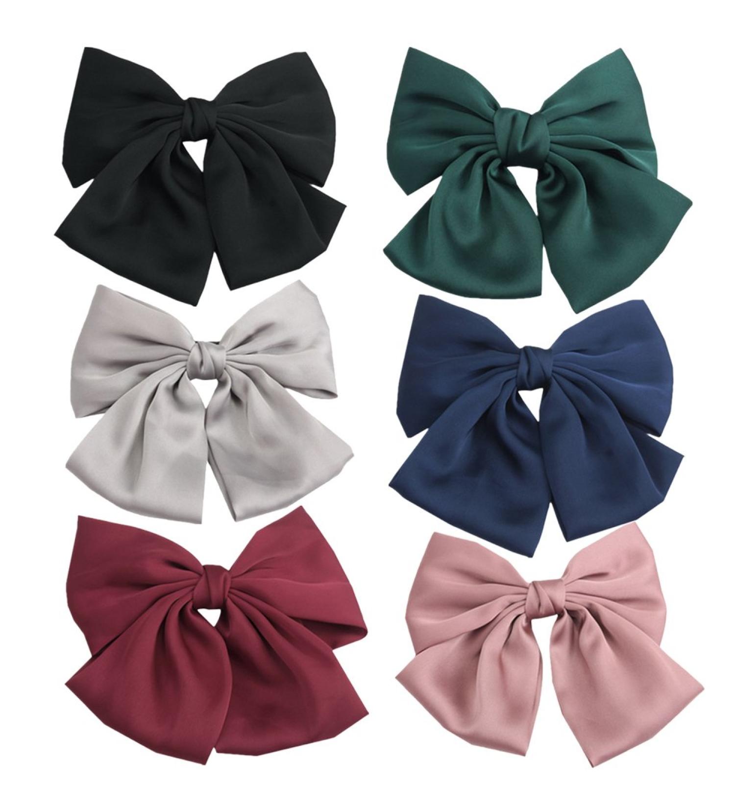 PIDOUDOU Set of 6 Big Satin Solid 8 Inch Bow Hair Clips - Women's Barrettes - Buy Online on GoSupps.com