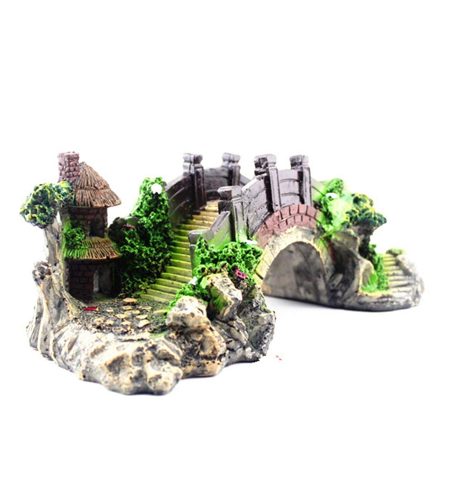 HPiano Aquarium Decoration Cave: Eco-Friendly Polyresin Bridge & Tree Trunk Ornament for Shrimp & Small Fish - Buy Online on GoSupps.com