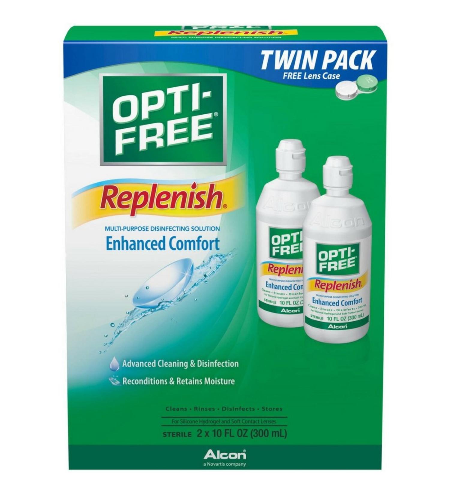 Opti Free Replenish, Multi Purpose Disinfecting Solution with Lens, 20 Fl Oz