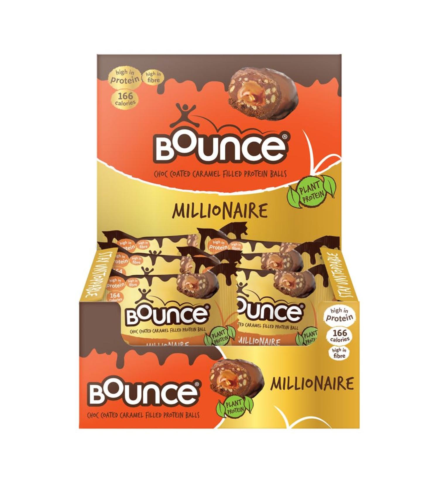 Bounce Caramel Millionaire Plant Protein Balls Coated in Smooth Dark Chocolate 12 x 40g Individual Vegan Protein Balls - Buy Online on GoSupps.com