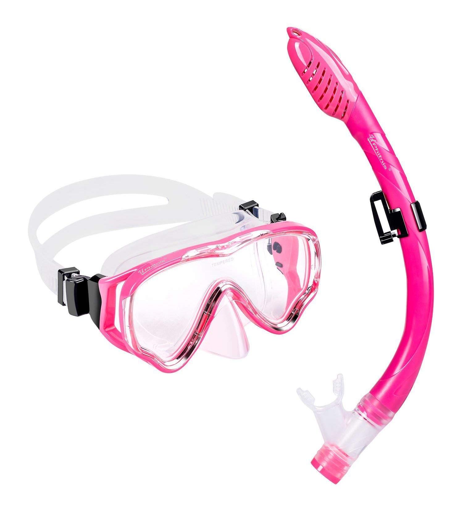 Phitnis Kids Snorkel Set - Dry Top Mask for Boys and Girls (Pink) | Anti-Fog, Anti-Leak Snorkeling Gear for Children Ages 4-12 - Buy Online on GoSupps.com