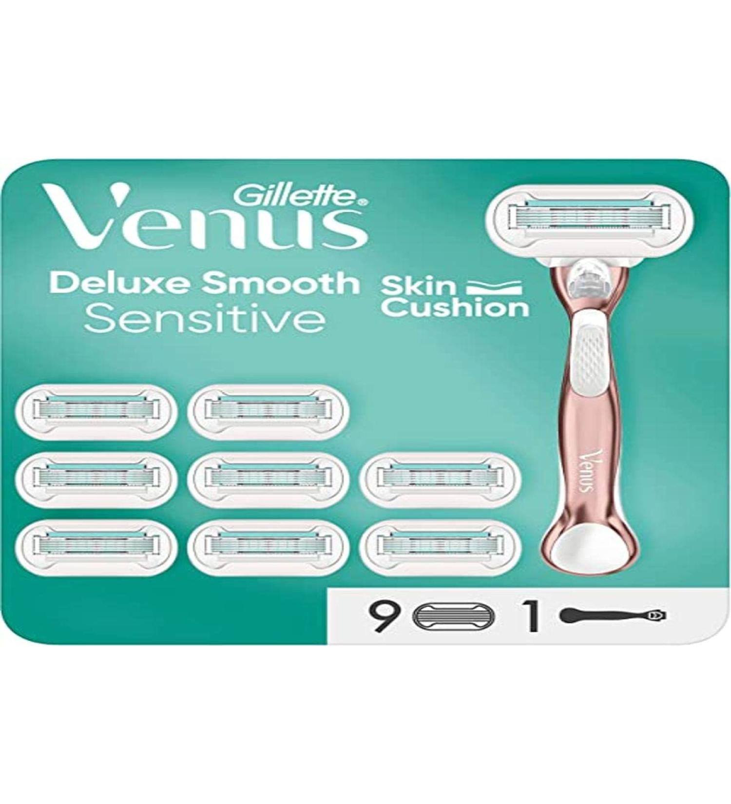 Gillette Venus Deluxe Smooth Sensitive women's razor 9 blades 5 Diamond-Like coated blades