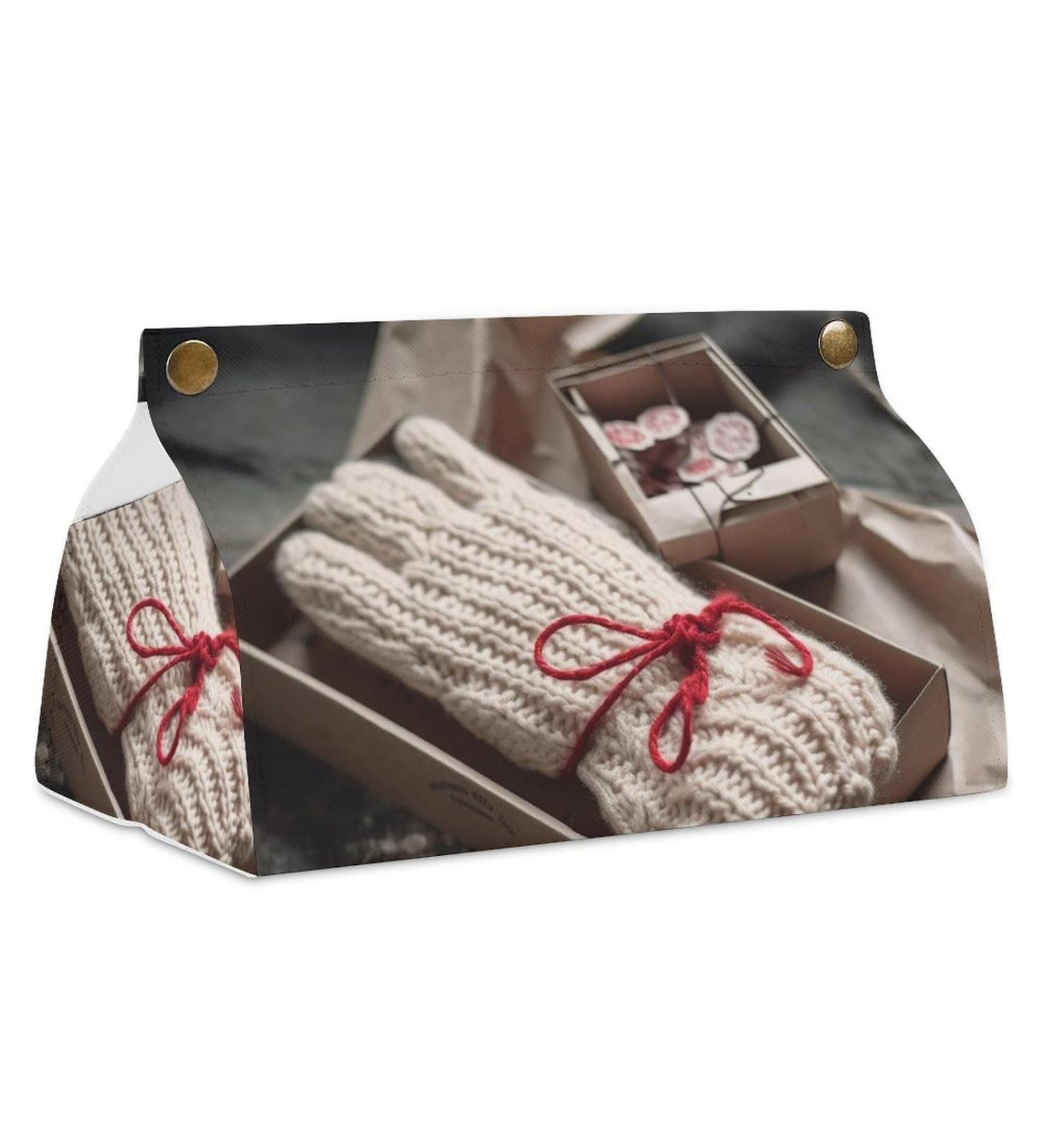 Tissue Box Cover Tissue Box Holder Knitted Gloves Print Tissue Holder Travel Tissue Packs Facial Paper Holder Decorative Holder - Buy Online on GoSupps.com