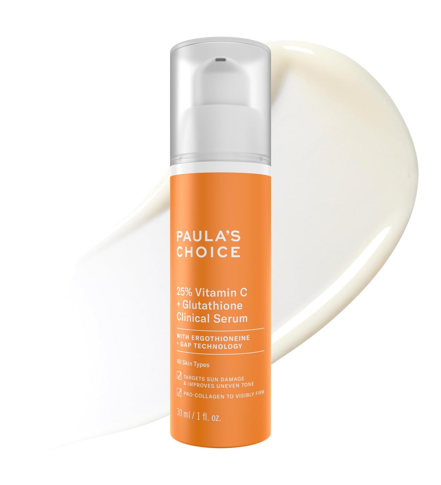 Paula s Choice 25% Vitamin C Serum with Glutathione & Antioxidants Face Serum Improves Discoloration Uneven Tone & Firms All Skin Types Fragrance-Free 1oz - Buy Online on GoSupps.com