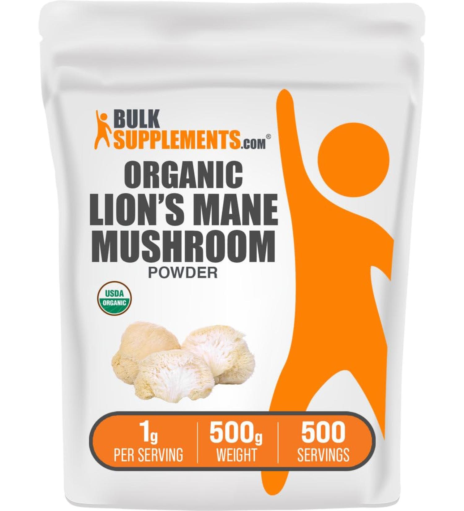 BulkSupplements.com Organic Lions Mane Mushroom Powder - Lions Mane Powder Mushroom Supplement - Vegan & Gluten Free 1g per Serving 500g (1.1 lbs) (Pack of 1) 17.64 Ounce (Pack of 1) - Buy Online on GoSupps.com