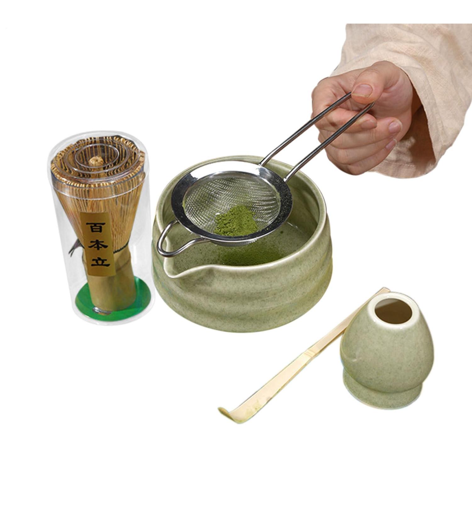 G n rique Ensemble de matcha en c ramique - Service de th japonais avec Matchaa Bowl 560 ml fouet tamis spatule et stand accessoires de matcha traditionnels pour th vert cr meux et mousseux Light Green - Buy Online on GoSupps.com