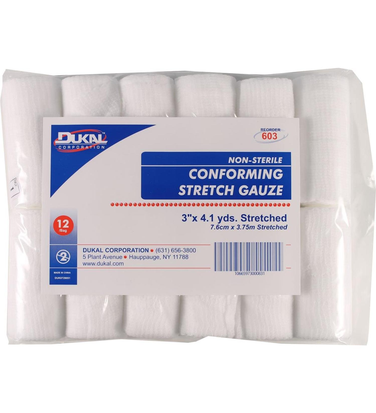 023010 Non-Sterile Conforming Stretch Gauze White 3inch x 4.1Yard 12 count 8.8 x 6.5 x 1.5 Inch