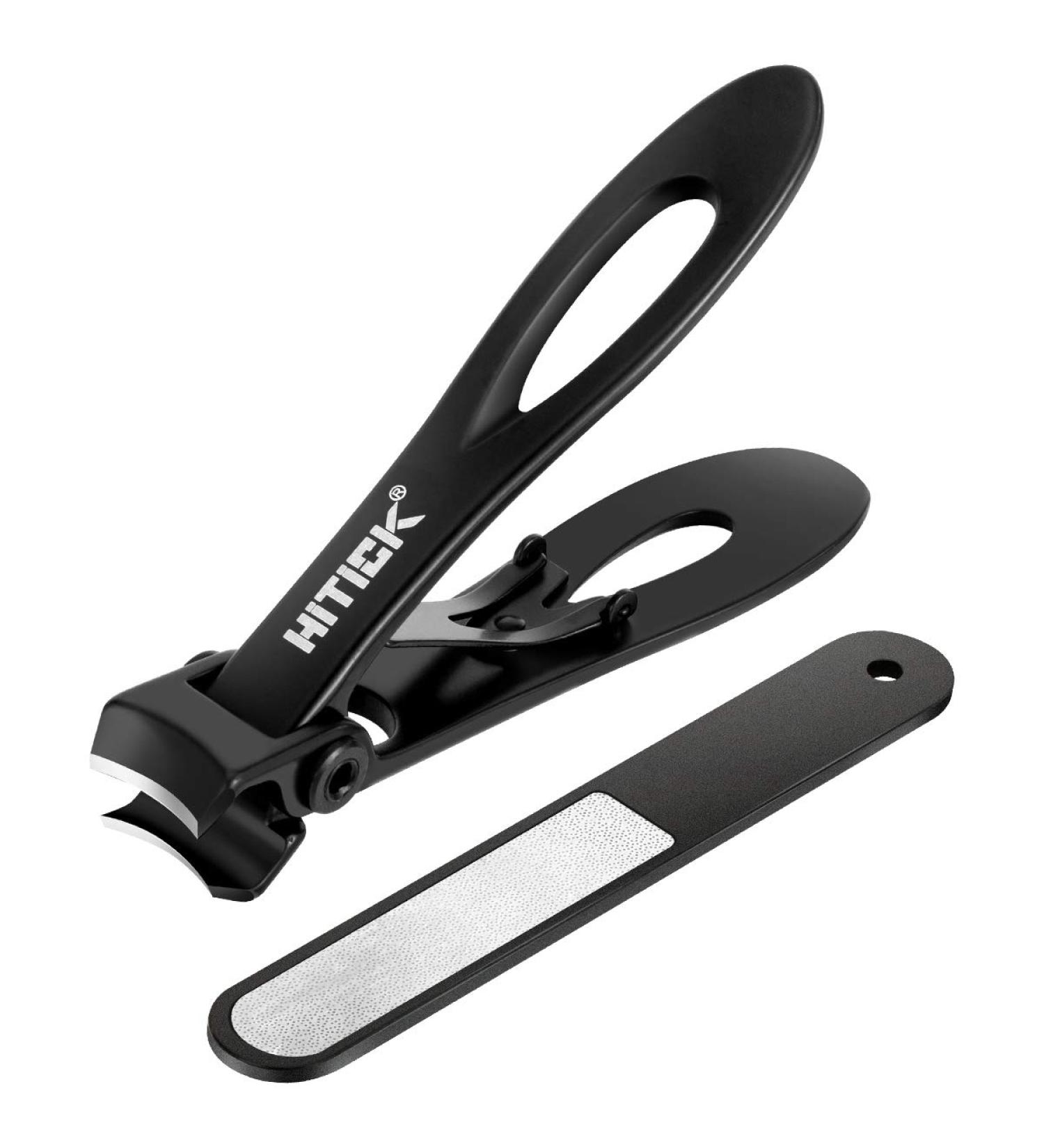 Surgical Grade Stainless Steel Nail Clippers - 15mm Wide Jaw Opening Cutter for Thick Nails - Sharp Blade for Fingernails & Toenails - Black - Buy Online on GoSupps.com