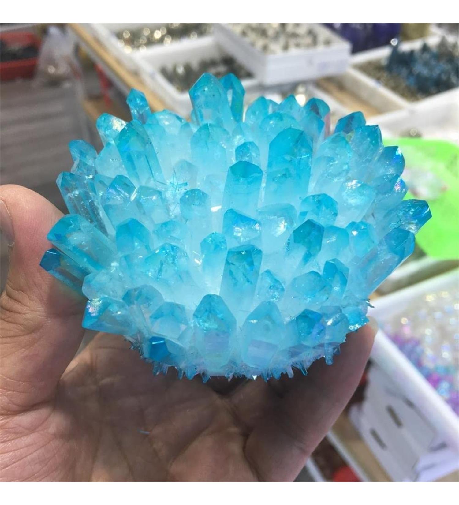 Natural Blue Electroplating Transparent Crystal Cluster Stone ore demagnetizer Crystal Cluster 350-400g - Buy Online on GoSupps.com