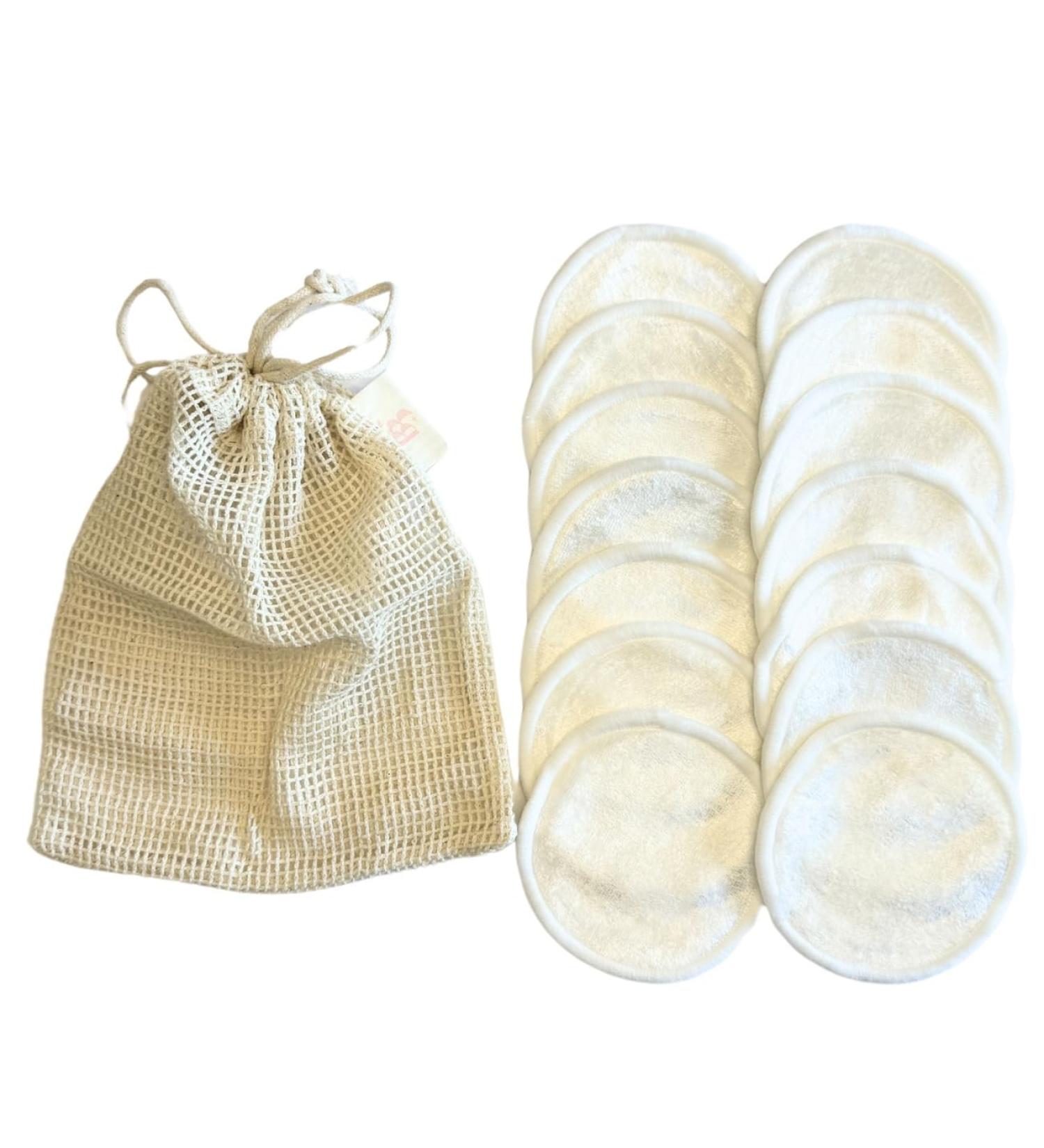 BIJOU BIJOU - Luxurious White Velvet Reusable Makeup Removal Rounds (14 Pack) with Washbag - Eco-Friendly & Washable - Buy Online on GoSupps.com