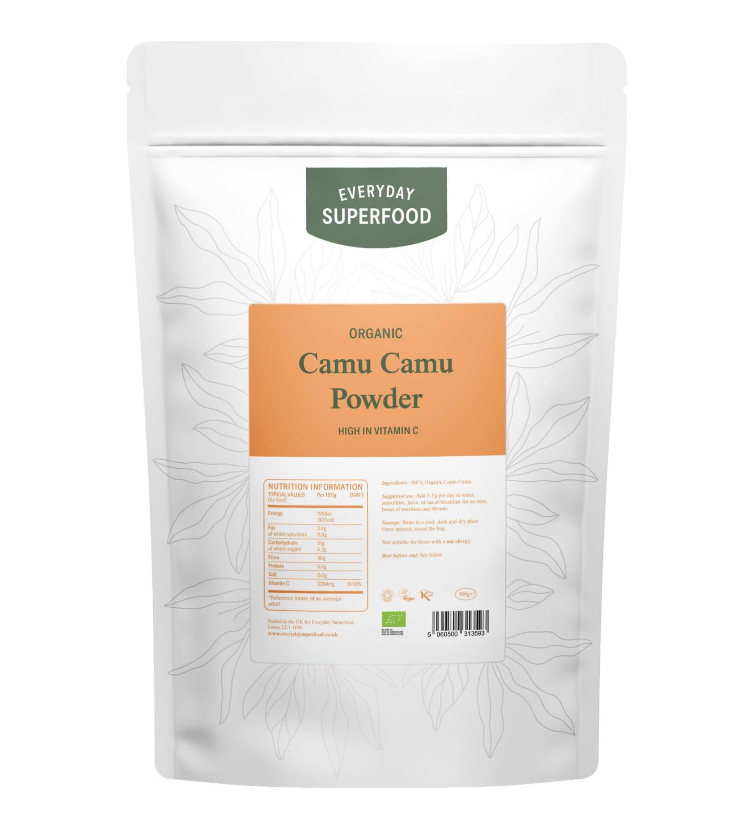 Organic Camu Camu Powder 200g - Certified Vegan & Kosher Superfood Extract - Buy Online on GoSupps.com