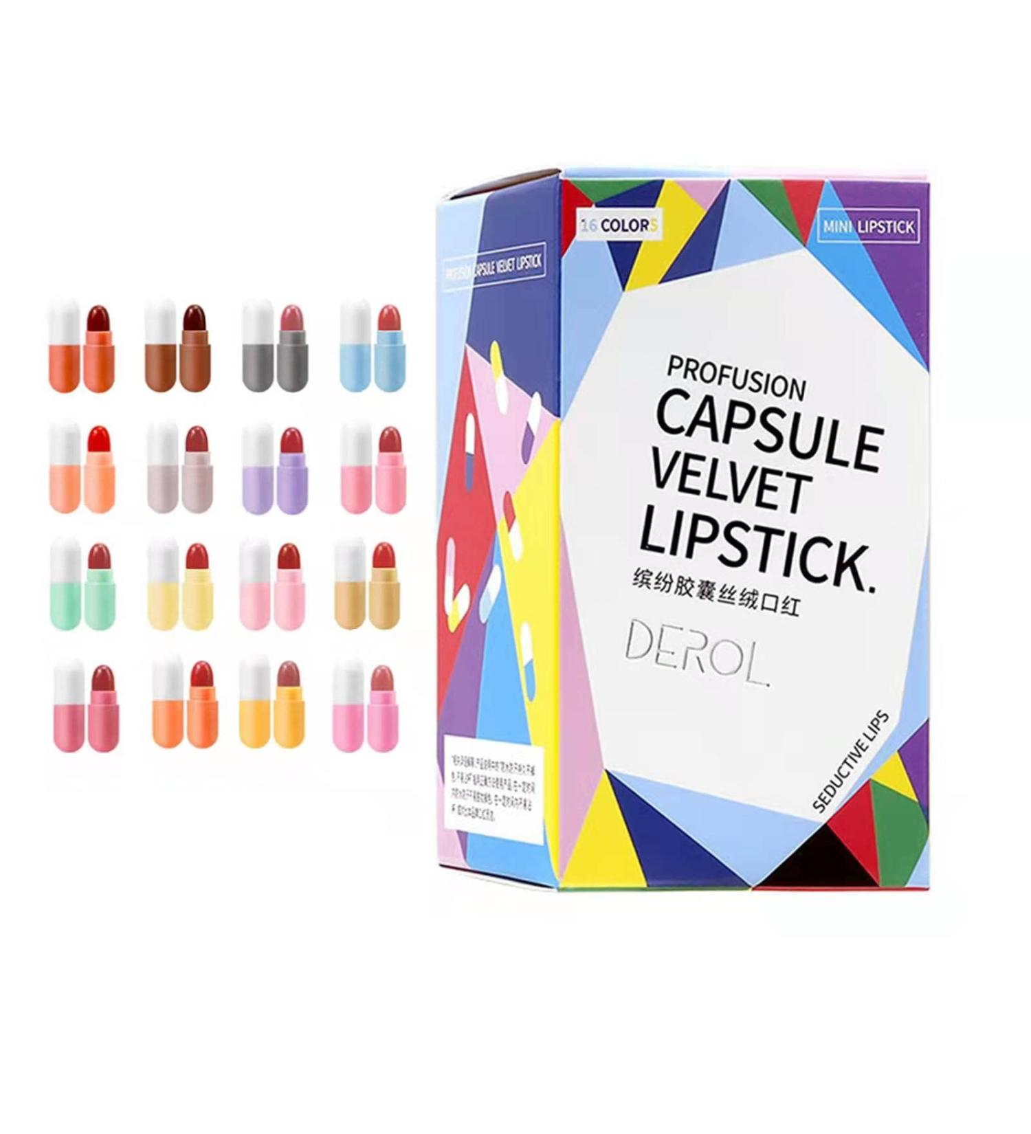 16 Colors Mini Capsule Lipstick Set | Matte Waterproof & Long Lasting Lipsticks for Flawless Makeup - Buy Online on GoSupps.com