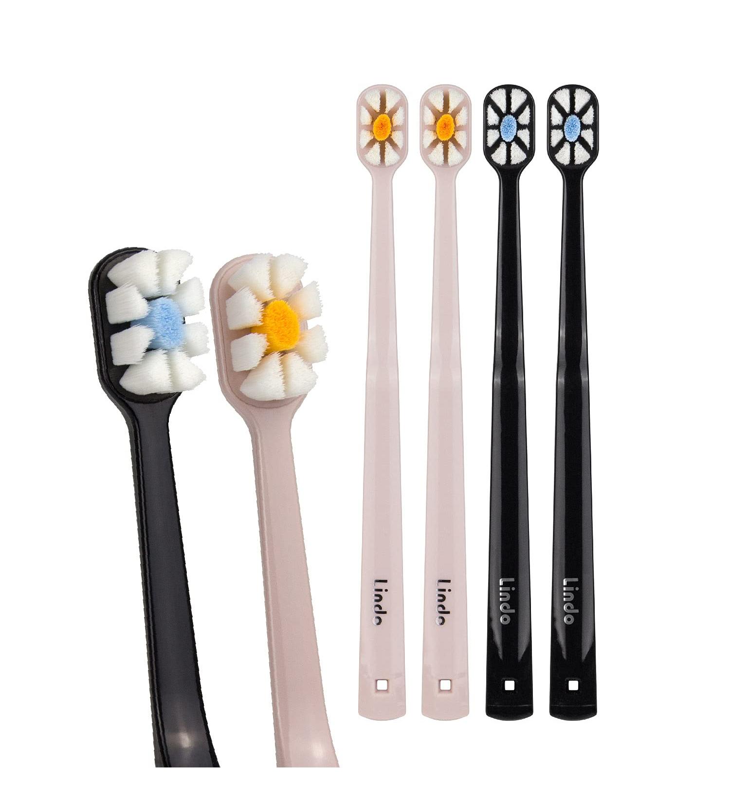 Lindo Polishing Toothbrush for Sensitive Gums - Pack of 4 | 12000+ Ultra Fine Bristles for Gentle Deep Clean - Buy Online on GoSupps.com