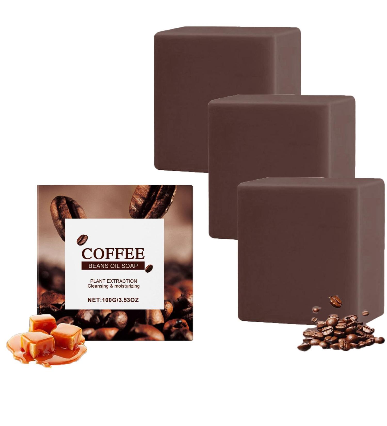 homomdy Coffee soap natural soap with serum oils deep cleansing longlasting scent mild exfoliation moisturizing and nourishing reduces dull skin brightens smooth skin for all skin types 3pcs - Buy Online on GoSupps.com